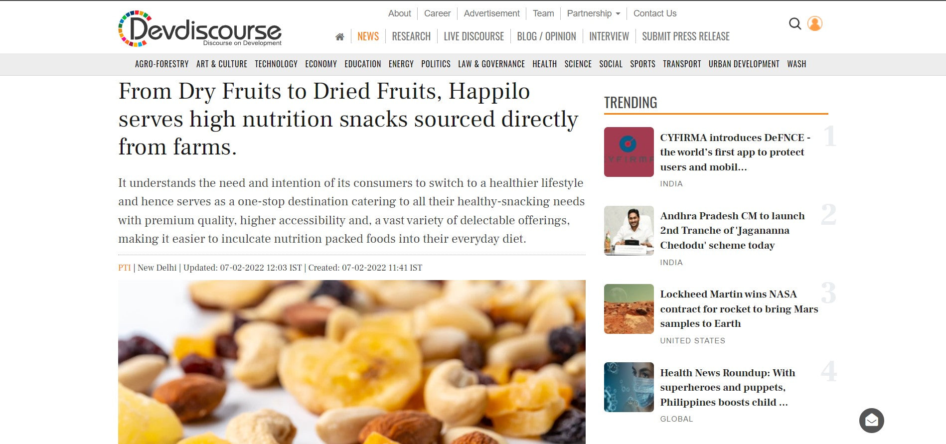 From Dry Fruits to Dried Fruits, Happilo serves high nutrition snacks sourced directly from farms