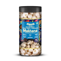 Happilo Makhana Himalayan Pink Salt & Pepper Jar 80g, Roasted Foxnut Healthy Snack Low Calorie Gluten Free and Vegan