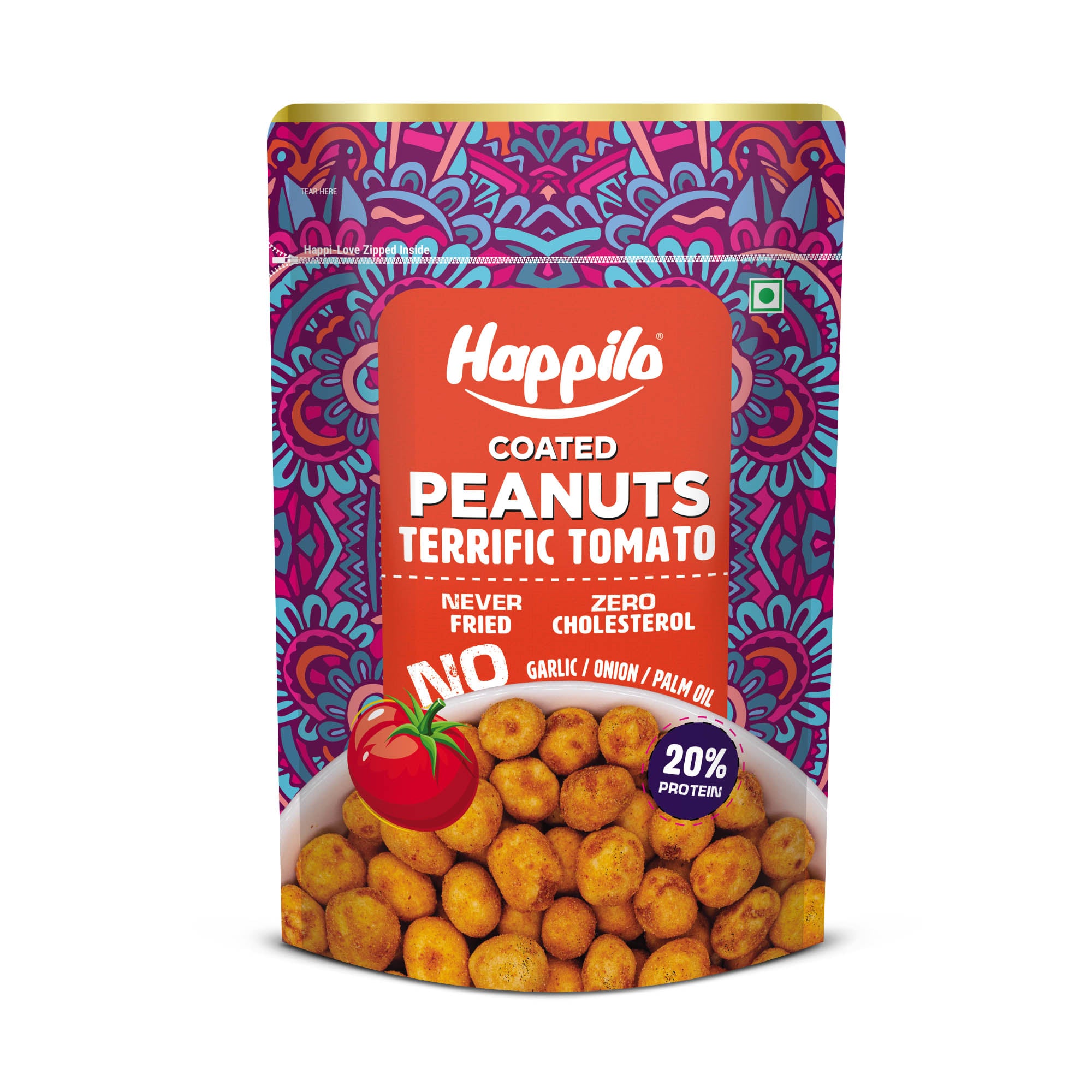 Happilo Premium Super Snack Terrific Tomato Peanut 150g, Crunchy and Nutty, High in Protein and Dietary Fibre