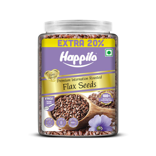 Happilo Premium Authentic Flax Seeds Roasted Jar 1000g + 200g Free