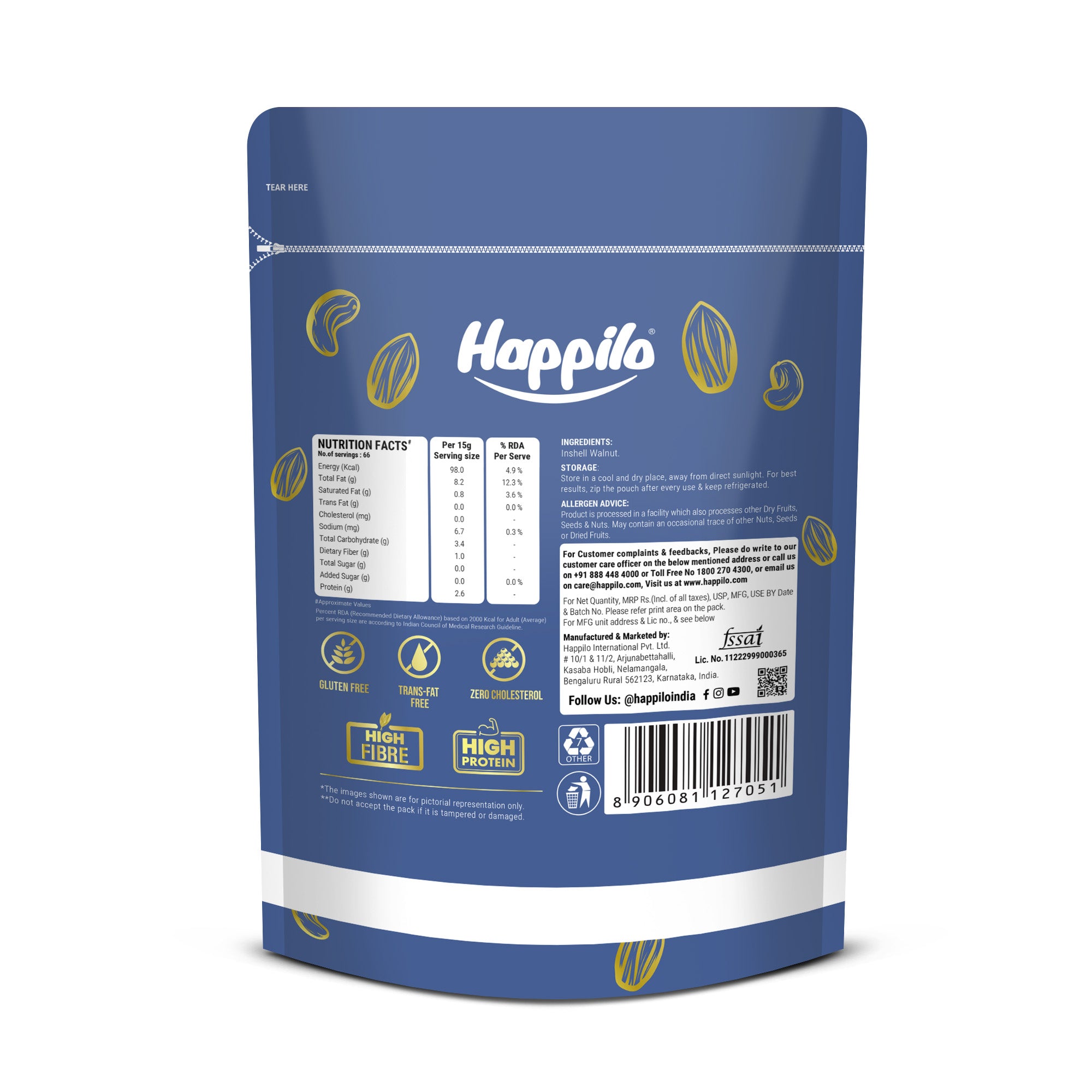 Happilo Premium Chilean Raw Inshell Walnuts