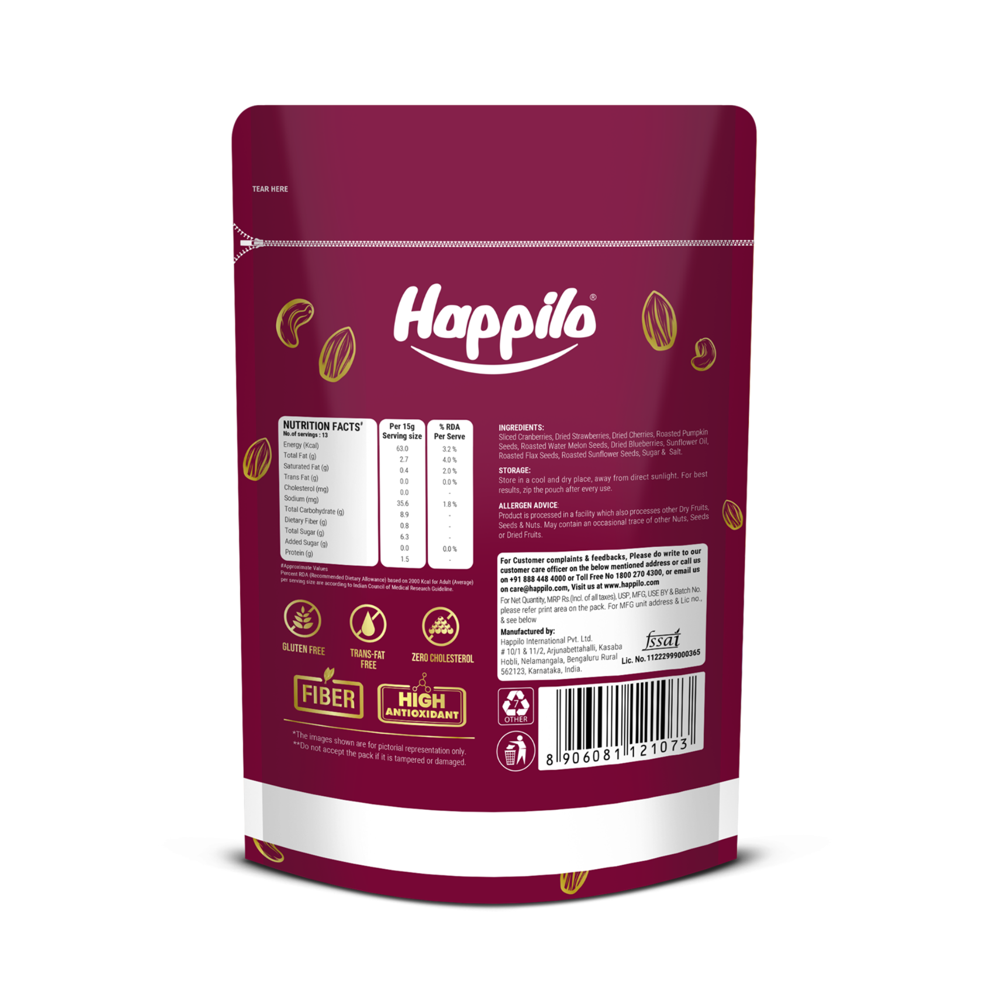 Happilo Sweet & Crunchy Premium Seeds & Berries Mix