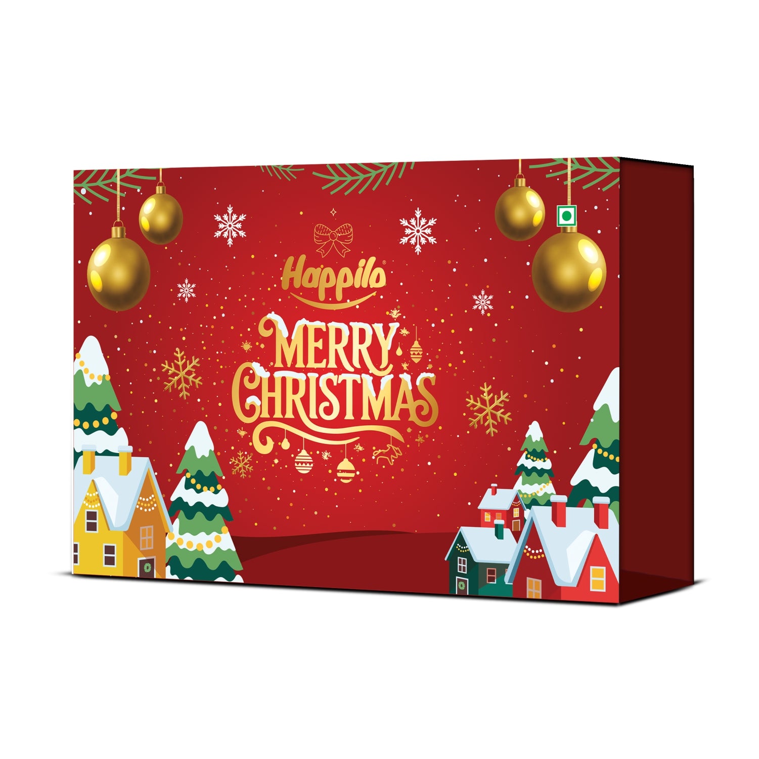 Happilo Christmas Gift Box Rudolph 500g, Festive Treats & Snacks, Santa Hat, Reed Diffuser, Calendar, Pair Of Socks, Stocking, Candles, Snowflake, Hand Band, Tree, Protein Bars, Cookies and Dry Fruits