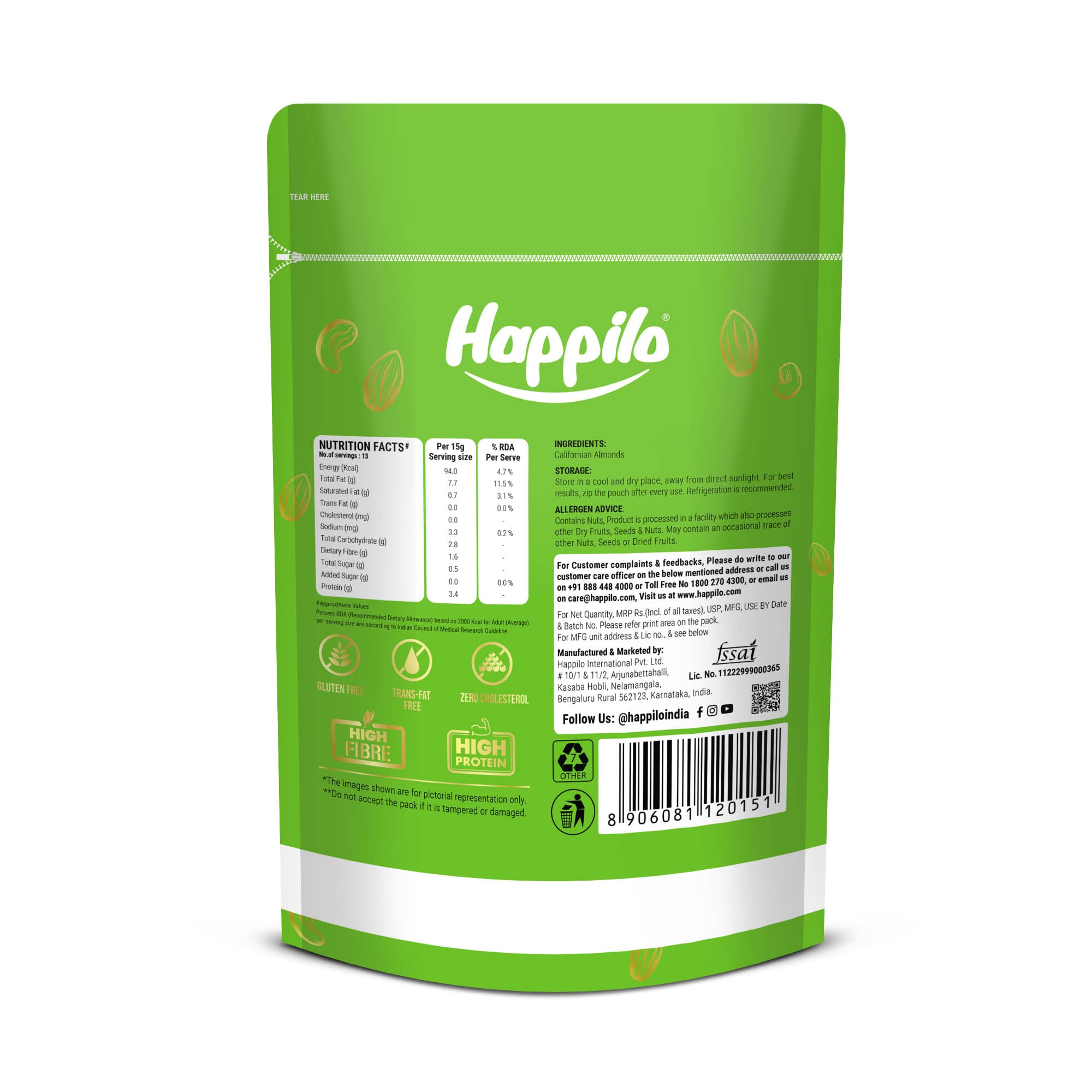 Happilo 100% Natural Premium Californian Almonds