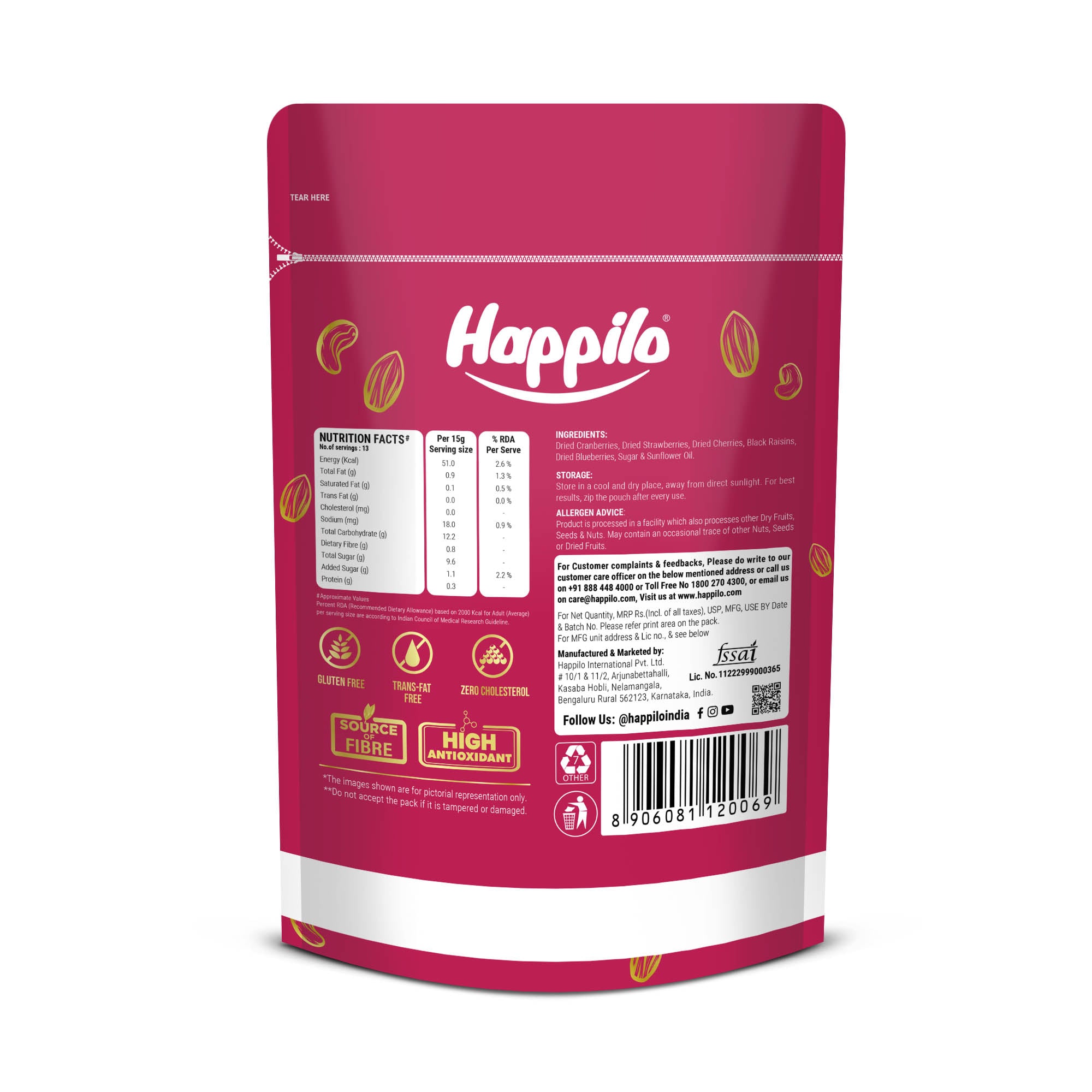 Happilo Healthy & Sweet Premium Dried Berries Mix