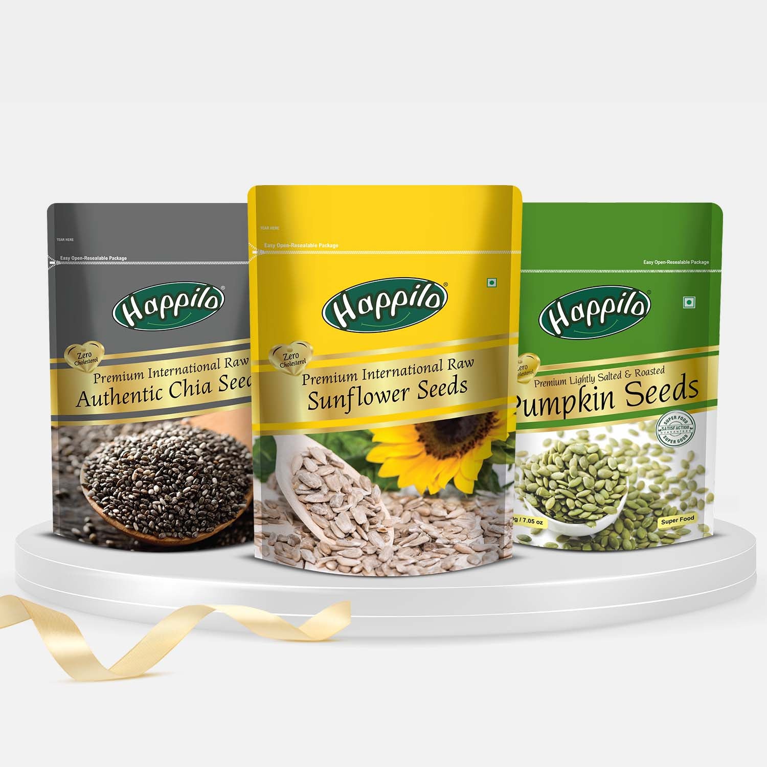 Happilo Healthy Raw Seeds Combo ( Chia 250g, Natural Sunflower 250g, Natural Pumpkin 200g )