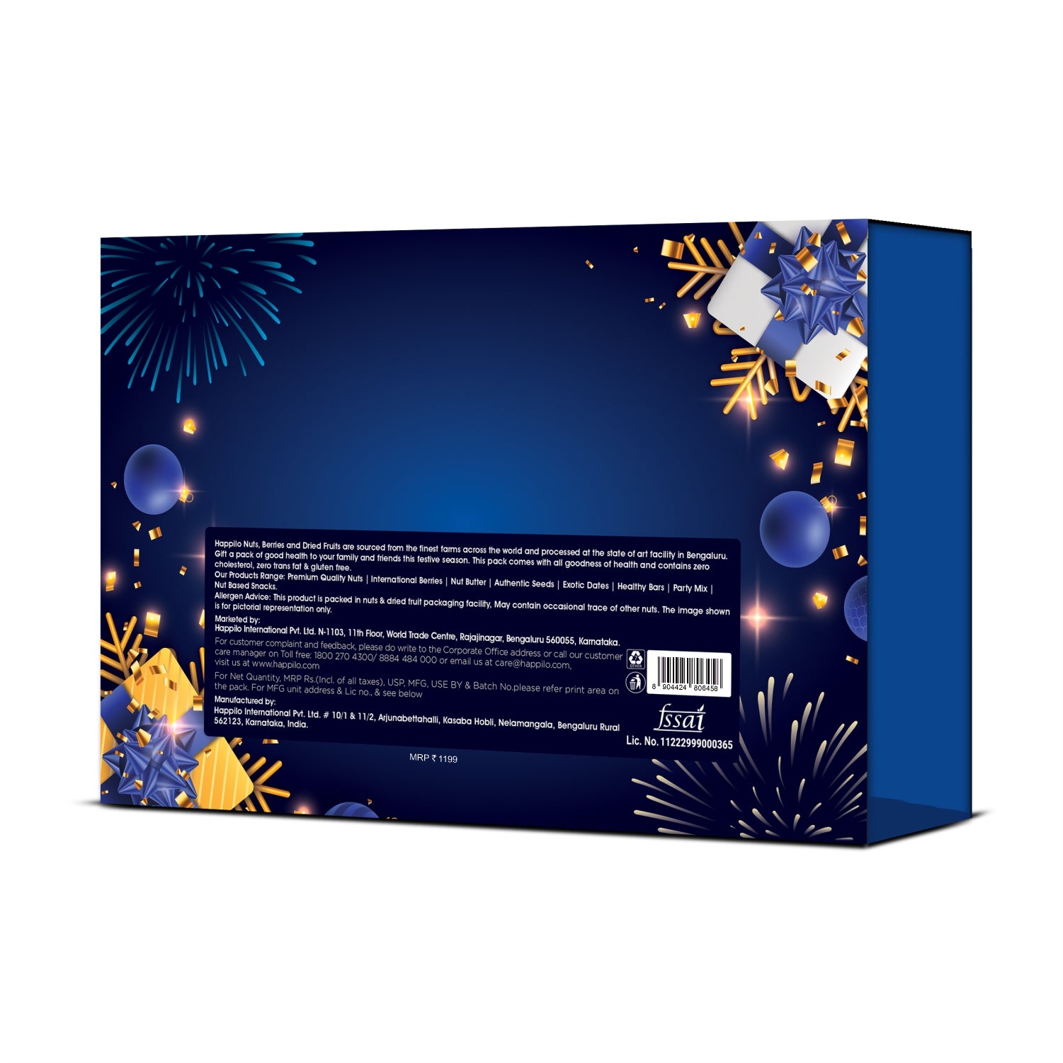 Happilo New Year Gift Box Tokyo 350g, Festive Treats & Snacks, Reed Diffuser, Calendar, Krunch, Party Snack, Berry Mix, Protein Bar, Energy Bar, Chickpeas, Date Bites