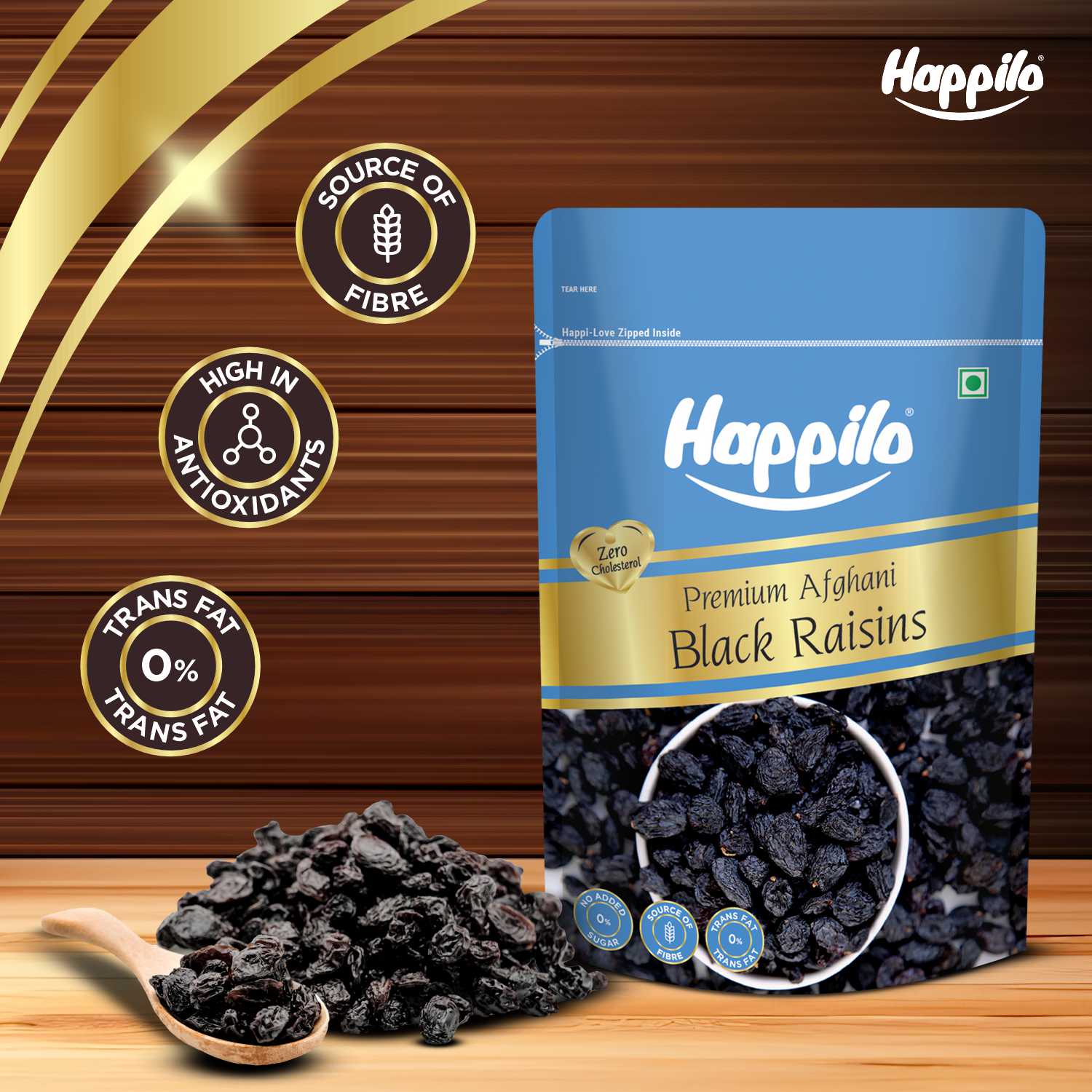 Happilo Black Raisins with seed 250g