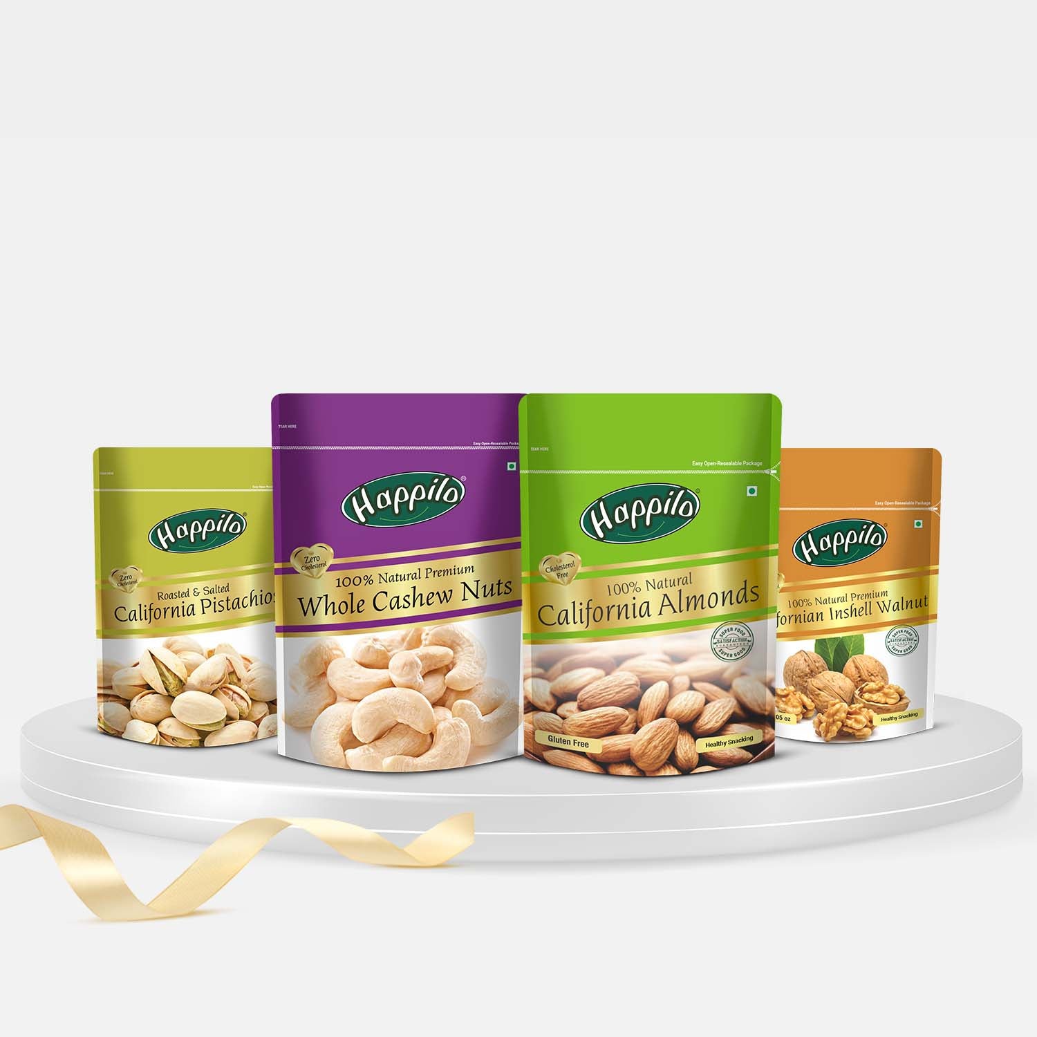 Happilo Premium Dry Fruit Combo 1400g (Almond 500g, Cashews 500g, Pistachios 200g & Inshell Walnuts 200g)