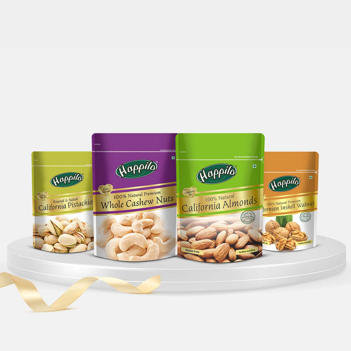 Happilo Premium Dry Fruit Combo 1400g (Almond 500g, Cashews 500g, Pist