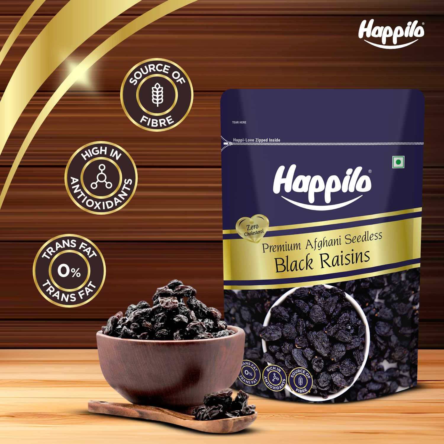 Happilo Premium Seedless Afghani Black Raisins