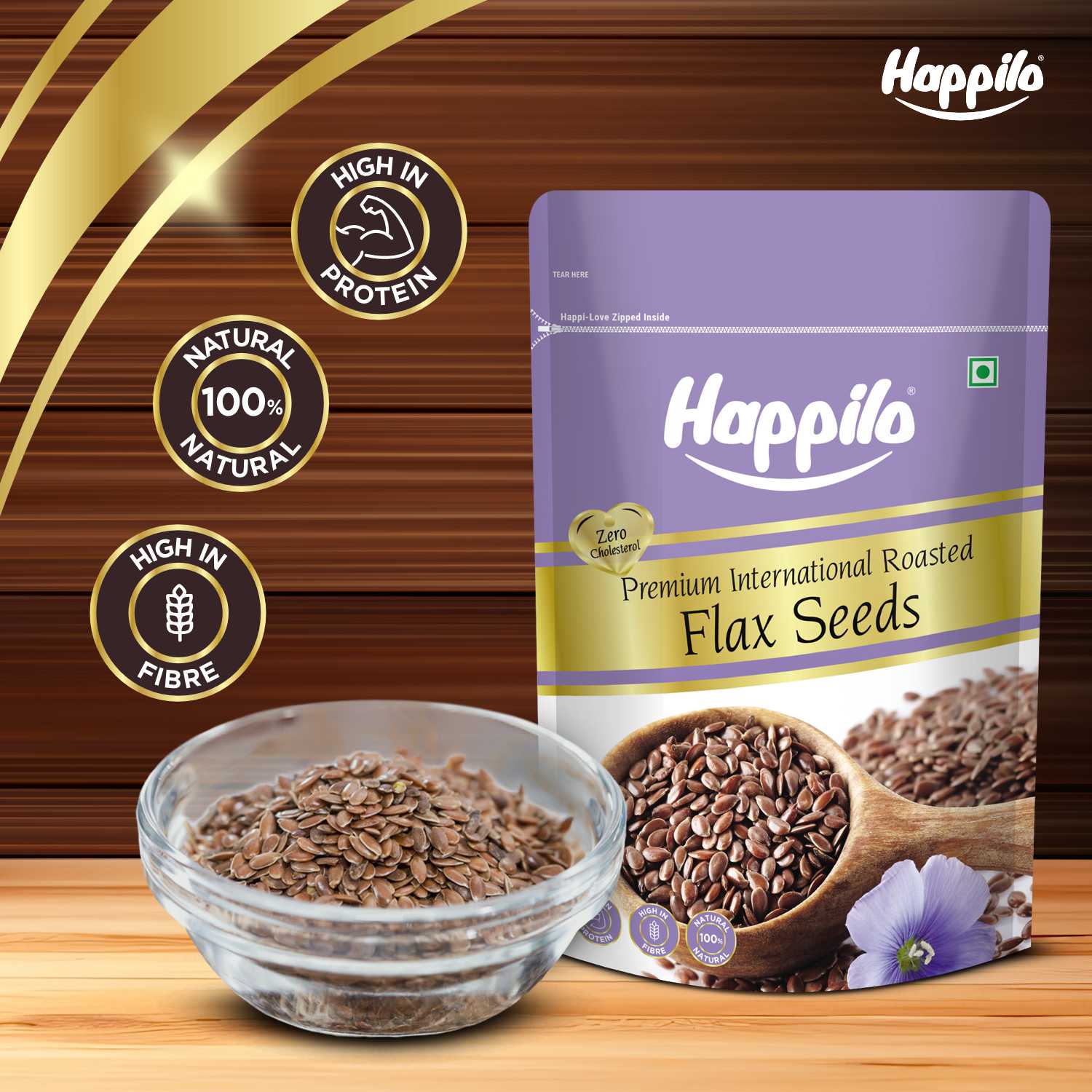 Happilo Premium Authentic Flax Seeds Roasted 250g (Pack of 2)