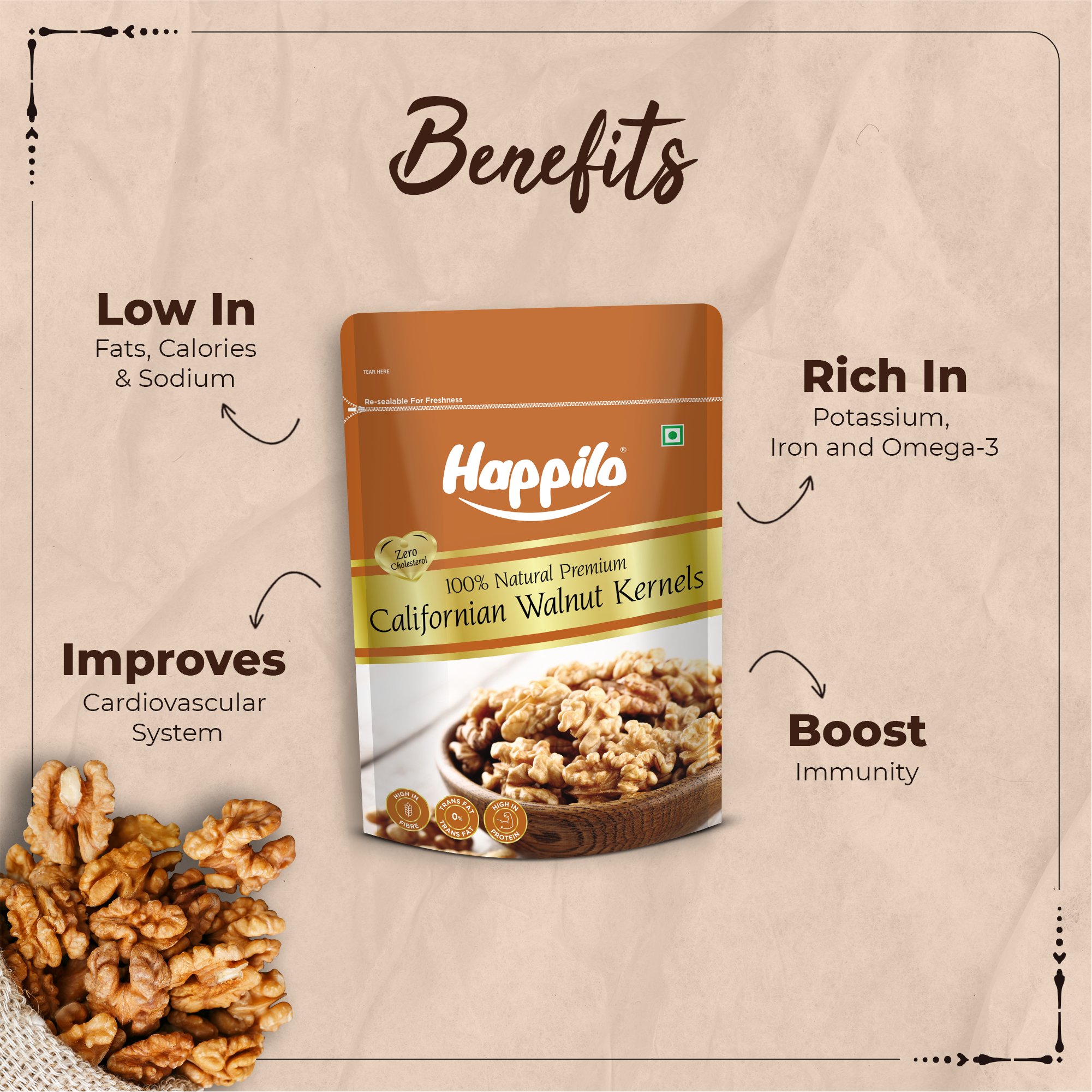 Happilo 100% Natural Californian Walnut Kernels