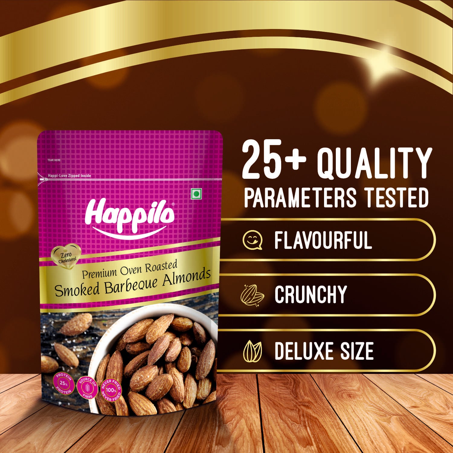 Happilo Barbeque Californian Almonds, Super Healthy Crunchy Nuts, Non Fried, High Protein Dry Fruit, 160g