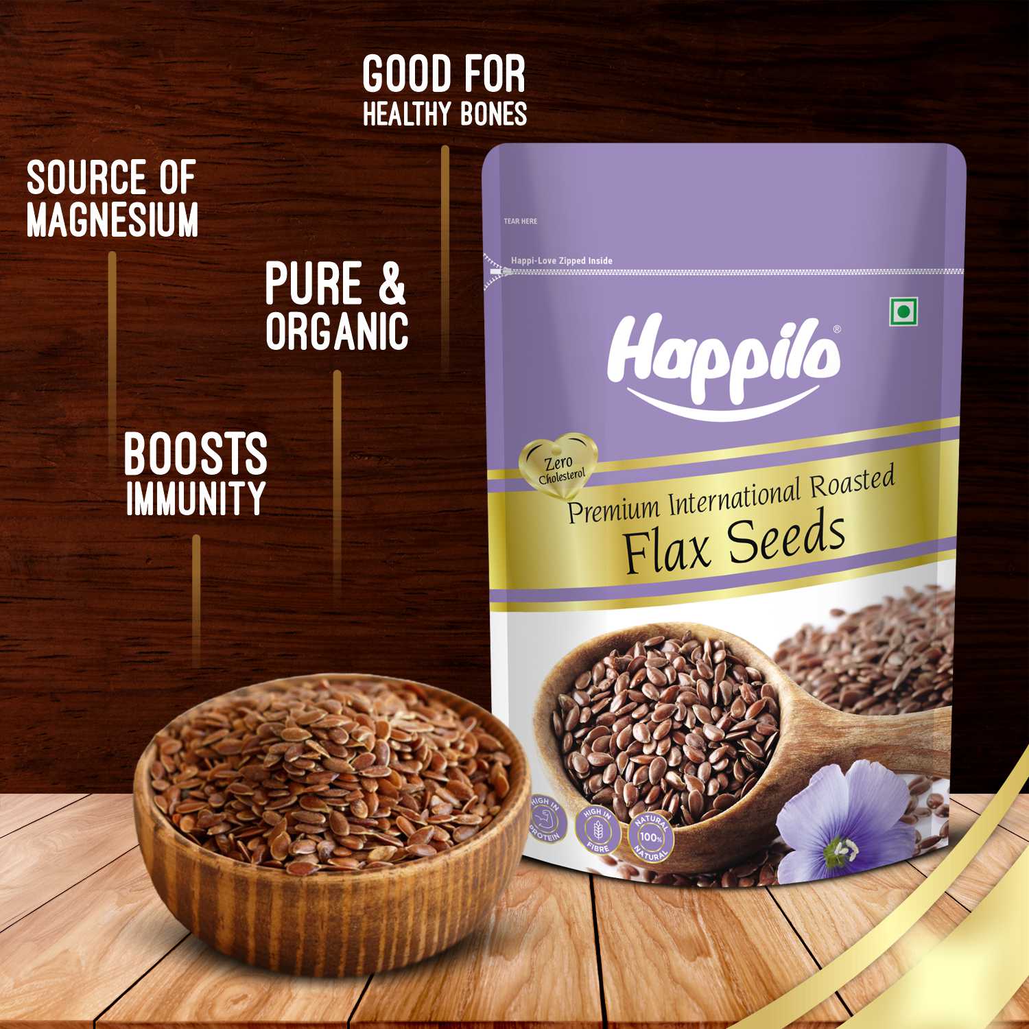 Happilo Premium Authentic Flax Seeds Roasted 250g (Pack of 2)