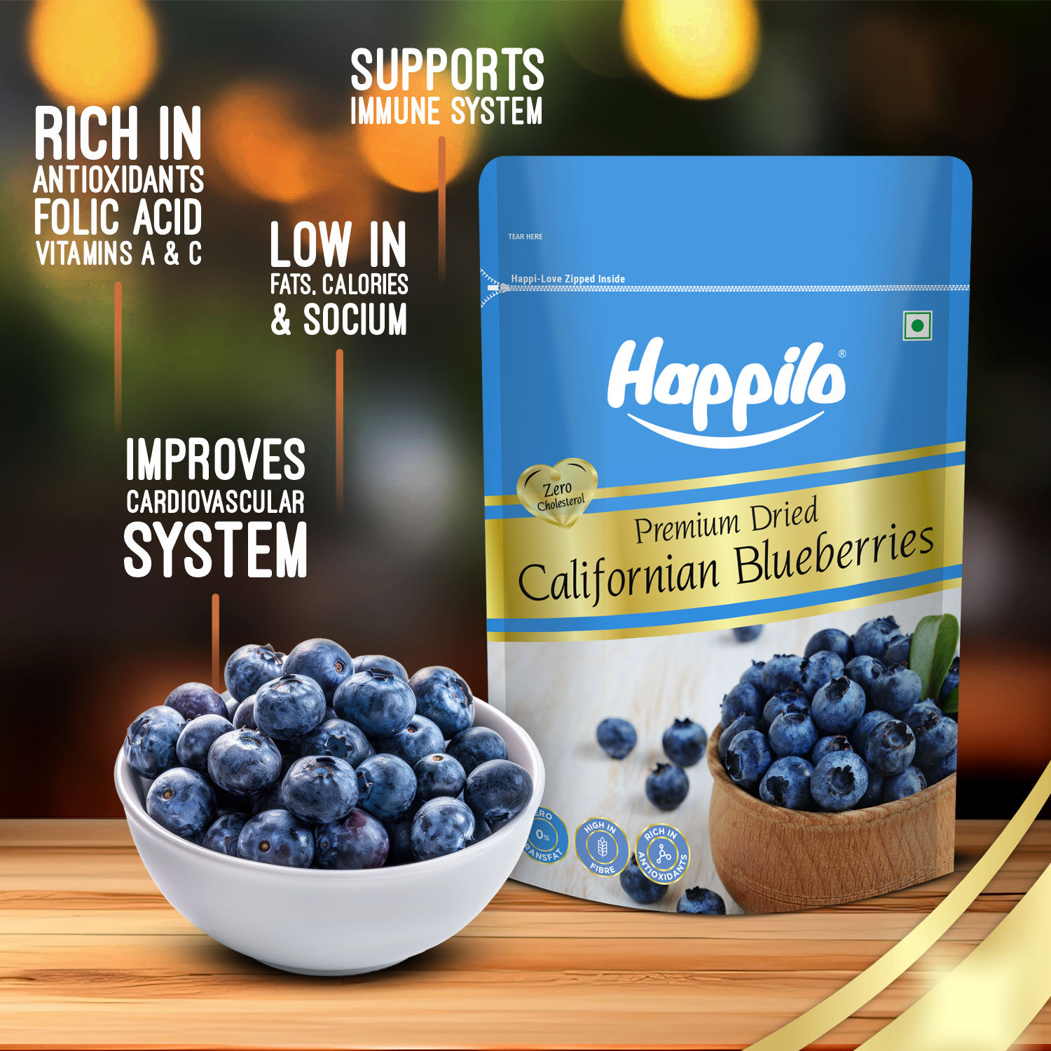 Happilo Healthy & Sweet Californian Dried Blueberries