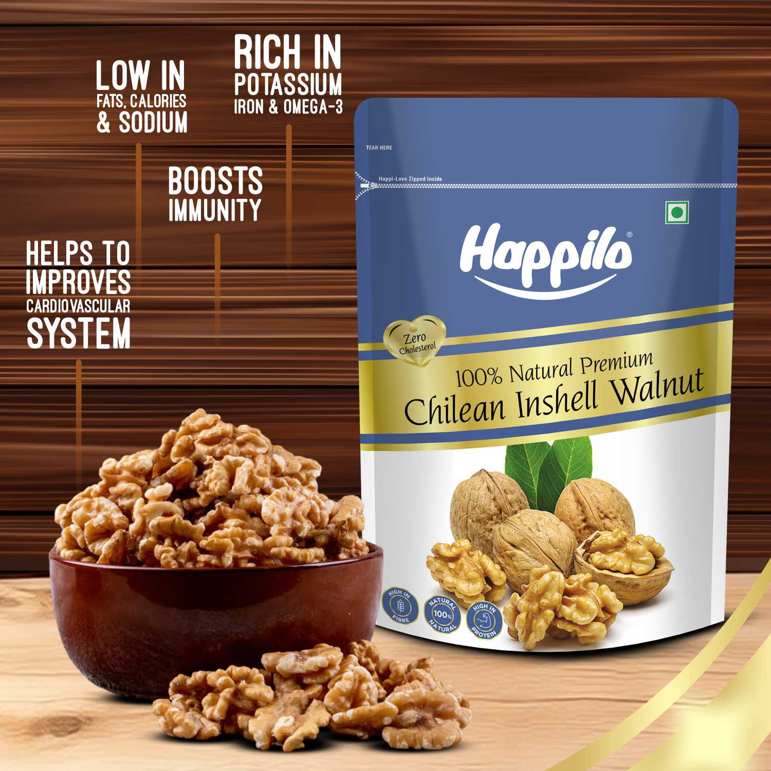 Happilo Premium Chilean Raw Inshell Walnuts