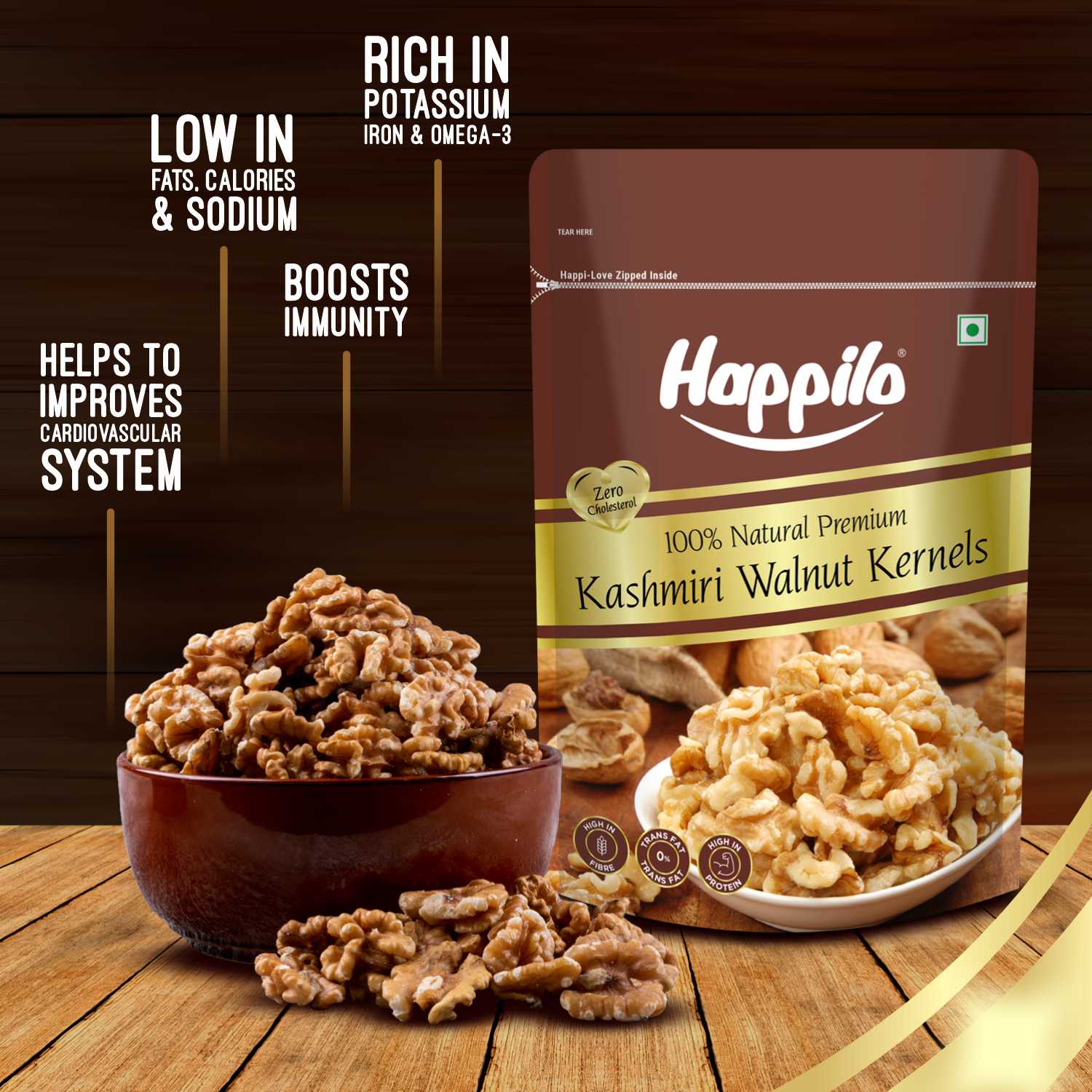 Happilo 100% Natural Kashmiri Walnut Kernels