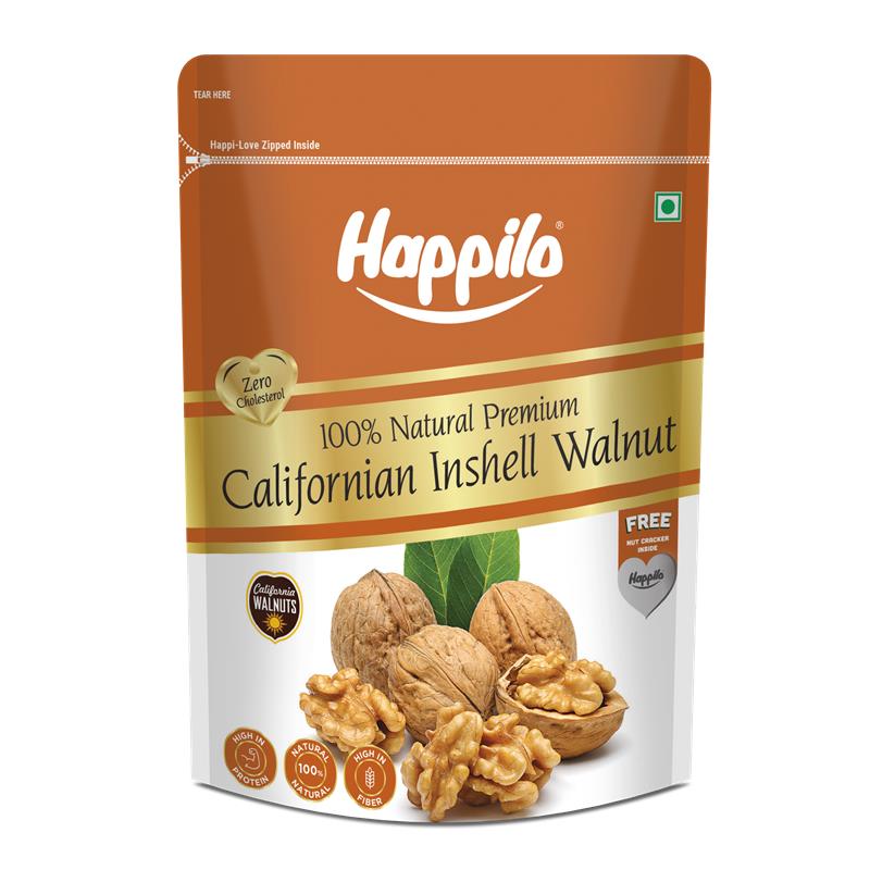 Happilo Premium Natural Californian Inshell Walnut Kernels 1000g with free Nut Cracker