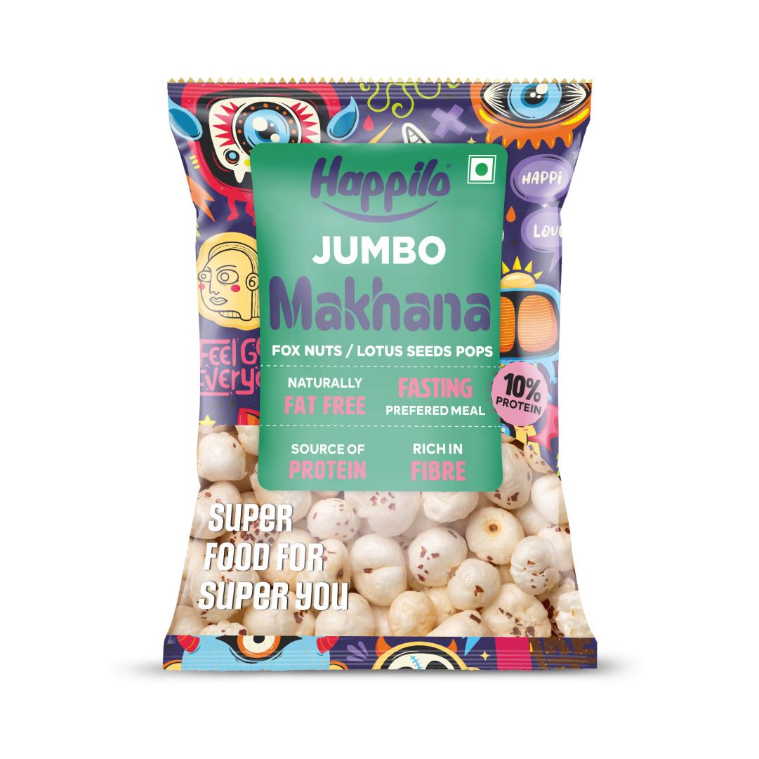 Happilo Premium Jumbo Fox Nuts (Phool Makhana) 100g | Lotus Seeds, Roasted Foxnuts | No added Preservatives and No artificial Flavours