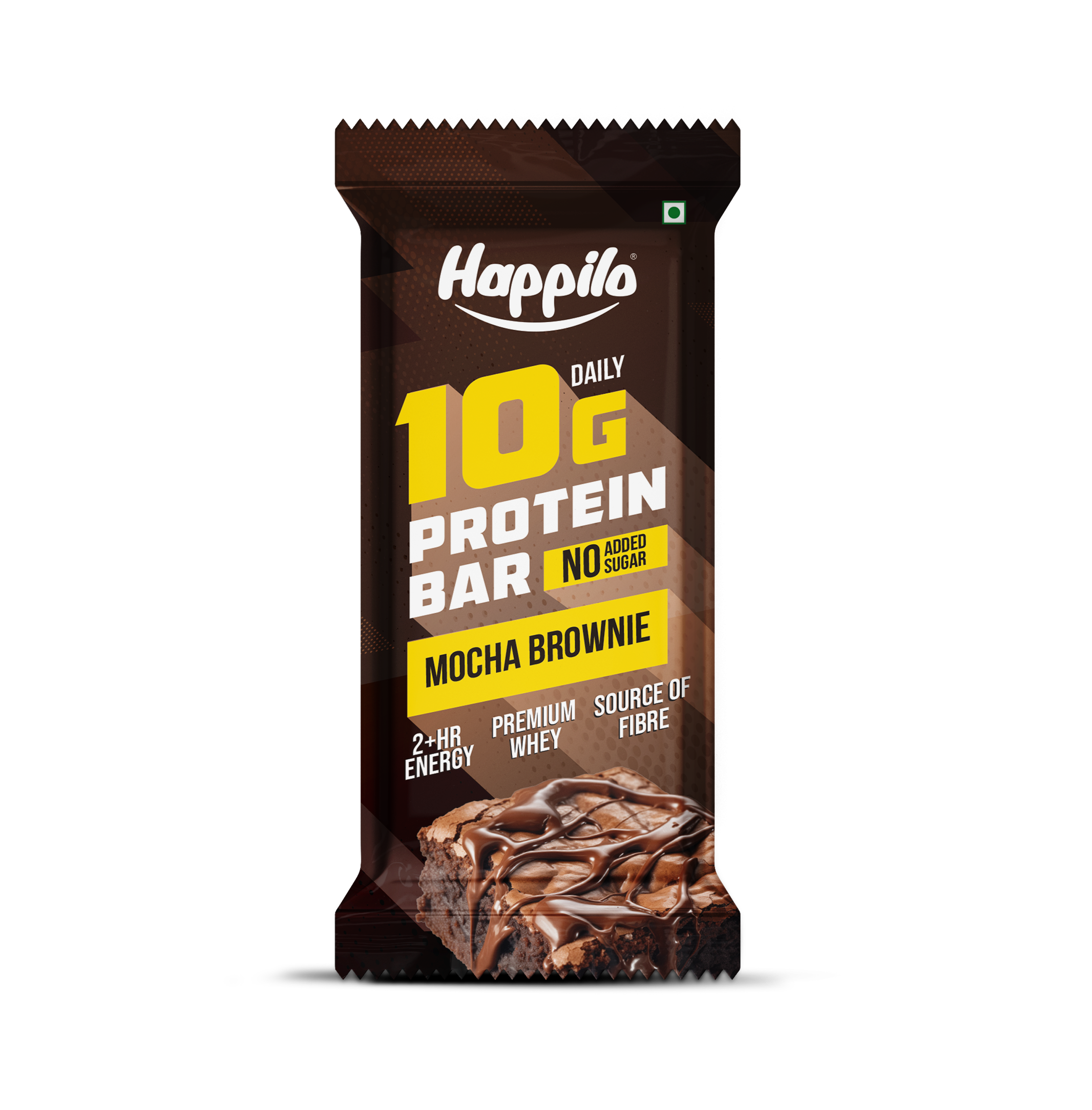 Happilo Premium Mocha Brownie Protein Bar, Protein 10g, Premium Whey, Source of Fiber, Work Out Bar