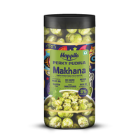 Happilo Makhana Perky Pudina Jar 80g, Roasted Foxnut Healthy Snack Low Calorie Gluten Free and Vegan