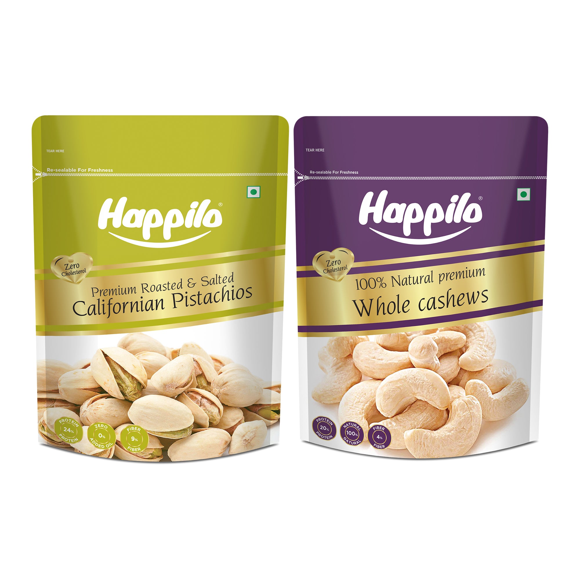 Happilo Premium Super Value Pack Combo 900g (Cashew 450g & Pista 450g)