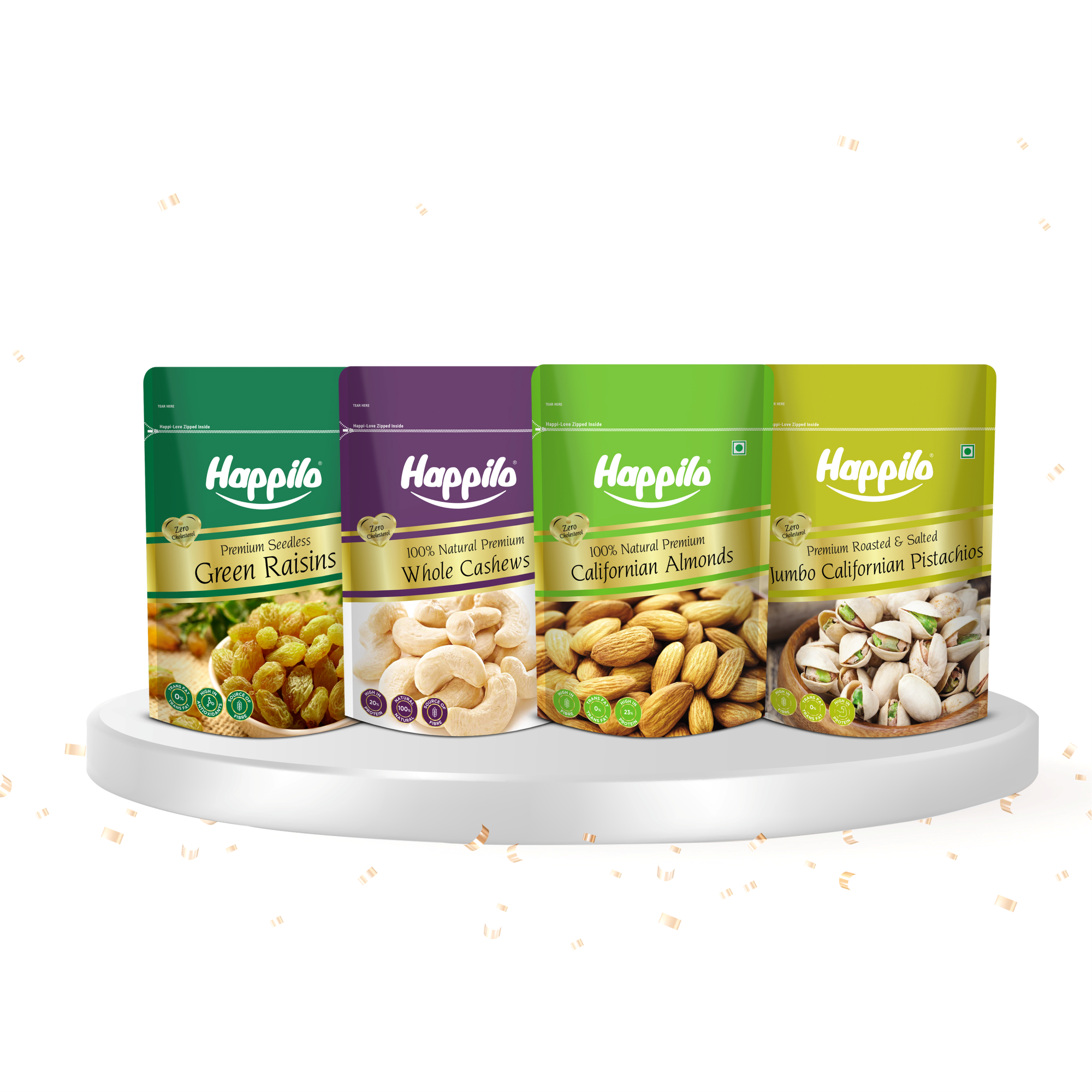 Dry Fruits Combo 850g (Almonds 200g, Raisins 250g, Cashews 200g, Roasted Pistachios 200g)