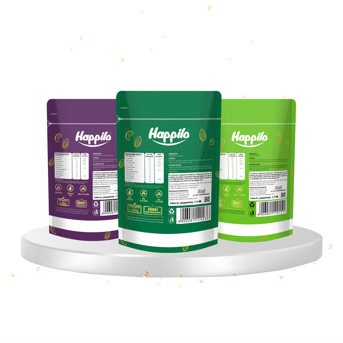 Premium Nuts & Dry Fruits Combo (Almonds, Cashews & Raisins) 650g – Happilo