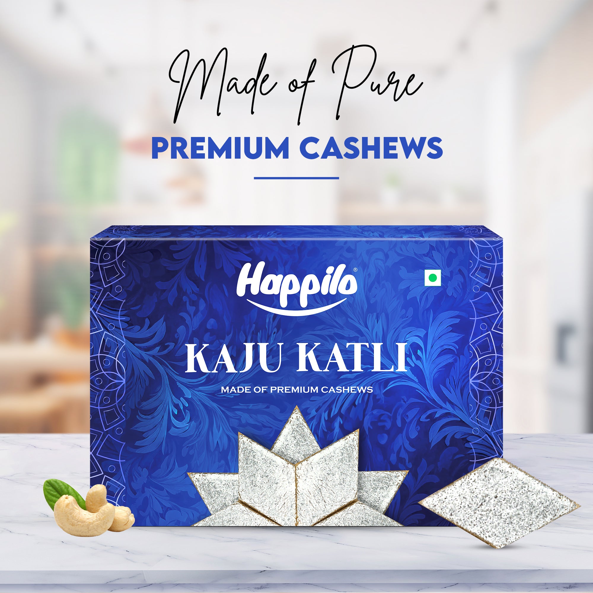 Happilo Premium Kaju Katli 200g, Traditional Indian Sweet, Premium Cashew Fudge, Festive Treat