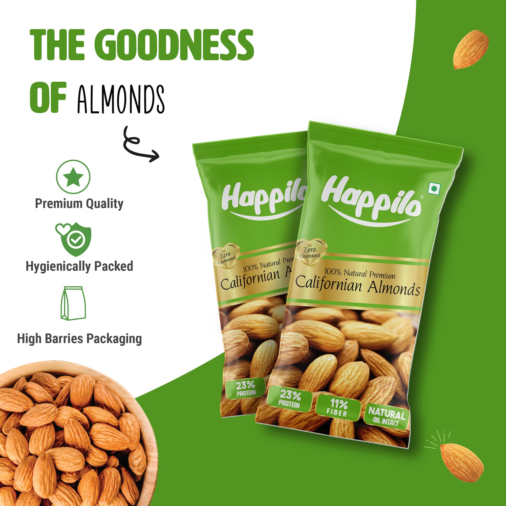 Happilo Smart Snack Natural Californian Almonds 15g