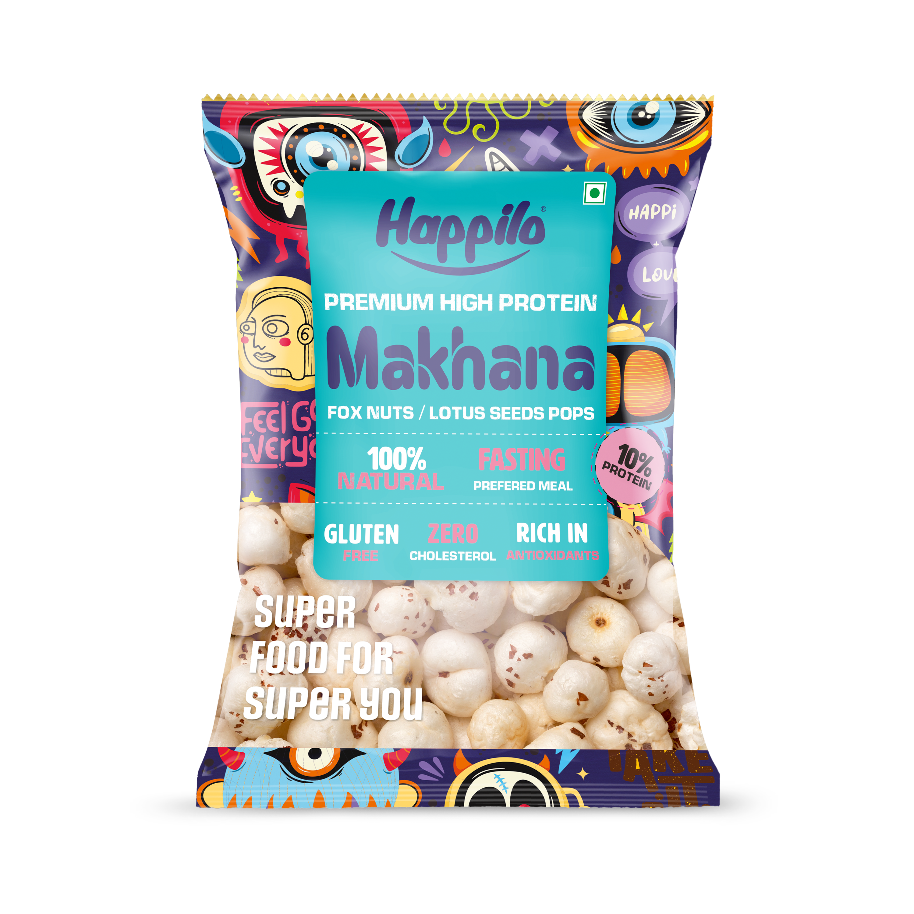 Happilo Premium All Natural Fox Nuts (Phool Makhana) 100g, Healthy Snack Low Calorie Gluten Free and Vegan