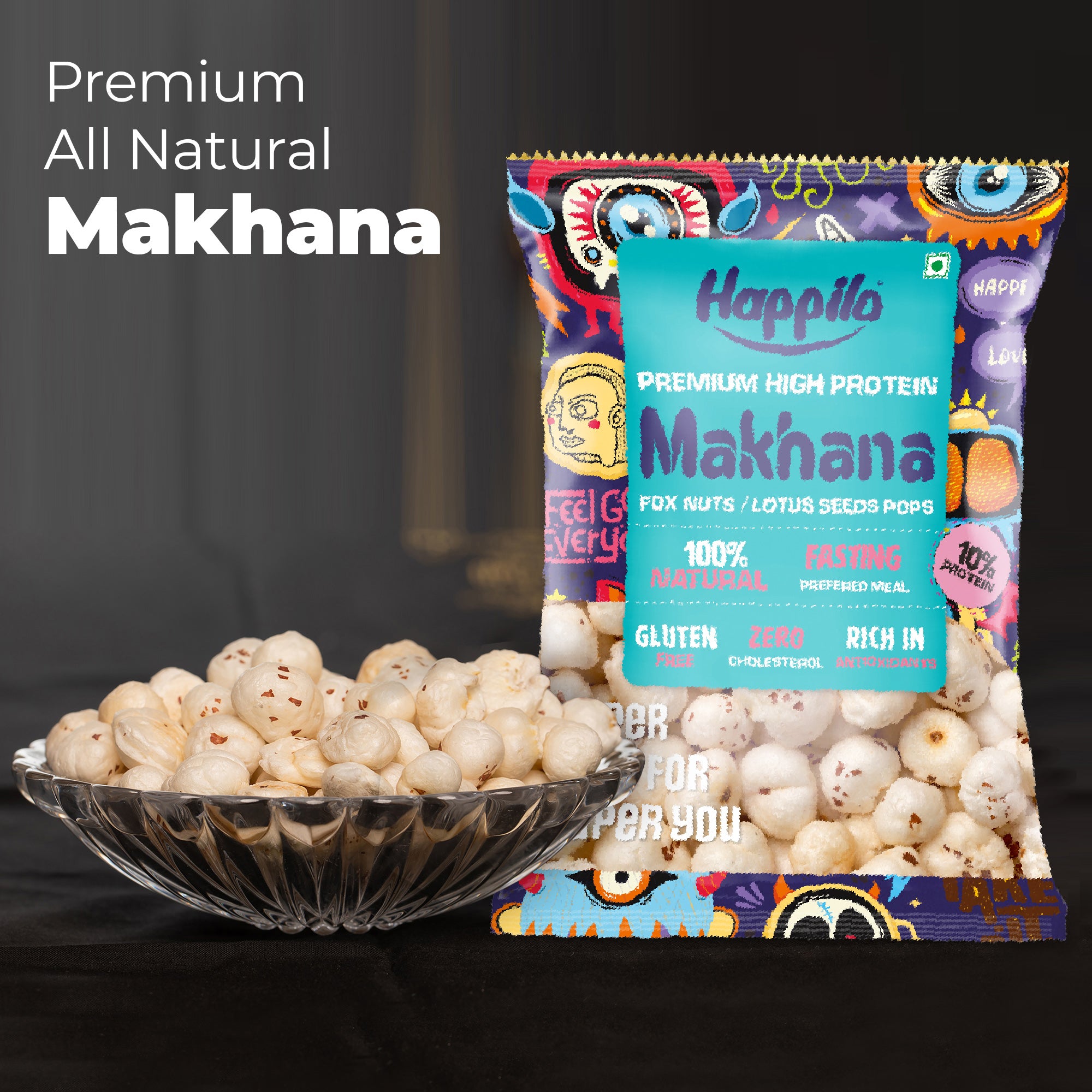 Happilo Premium All Natural Fox Nuts (Phool Makhana) 100g, Healthy Snack Low Calorie Gluten Free and Vegan