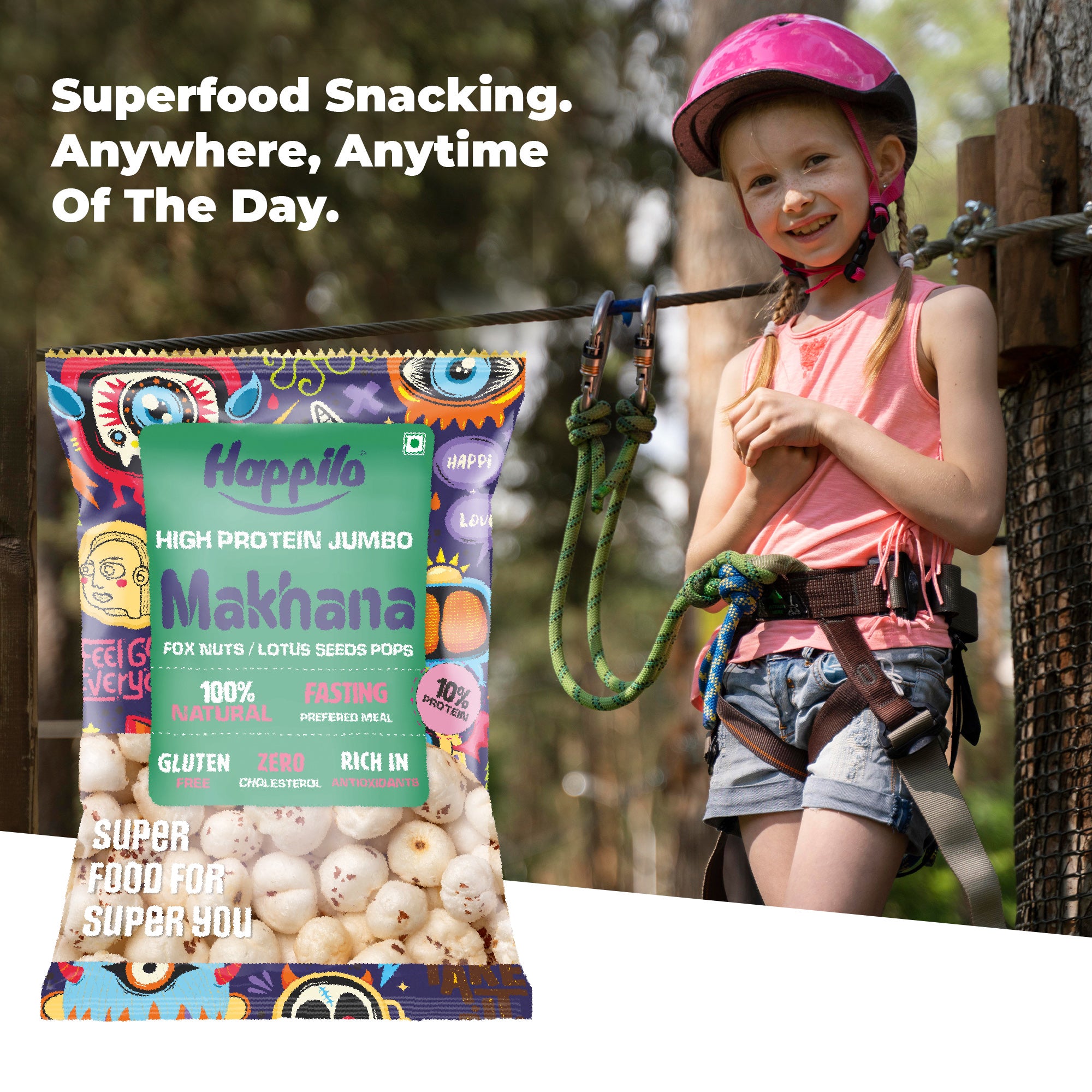 Happilo Premium Jumbo Fox Nuts (Phool Makhana) 100g, Healthy Snack Low Calorie Gluten Free and Vegan