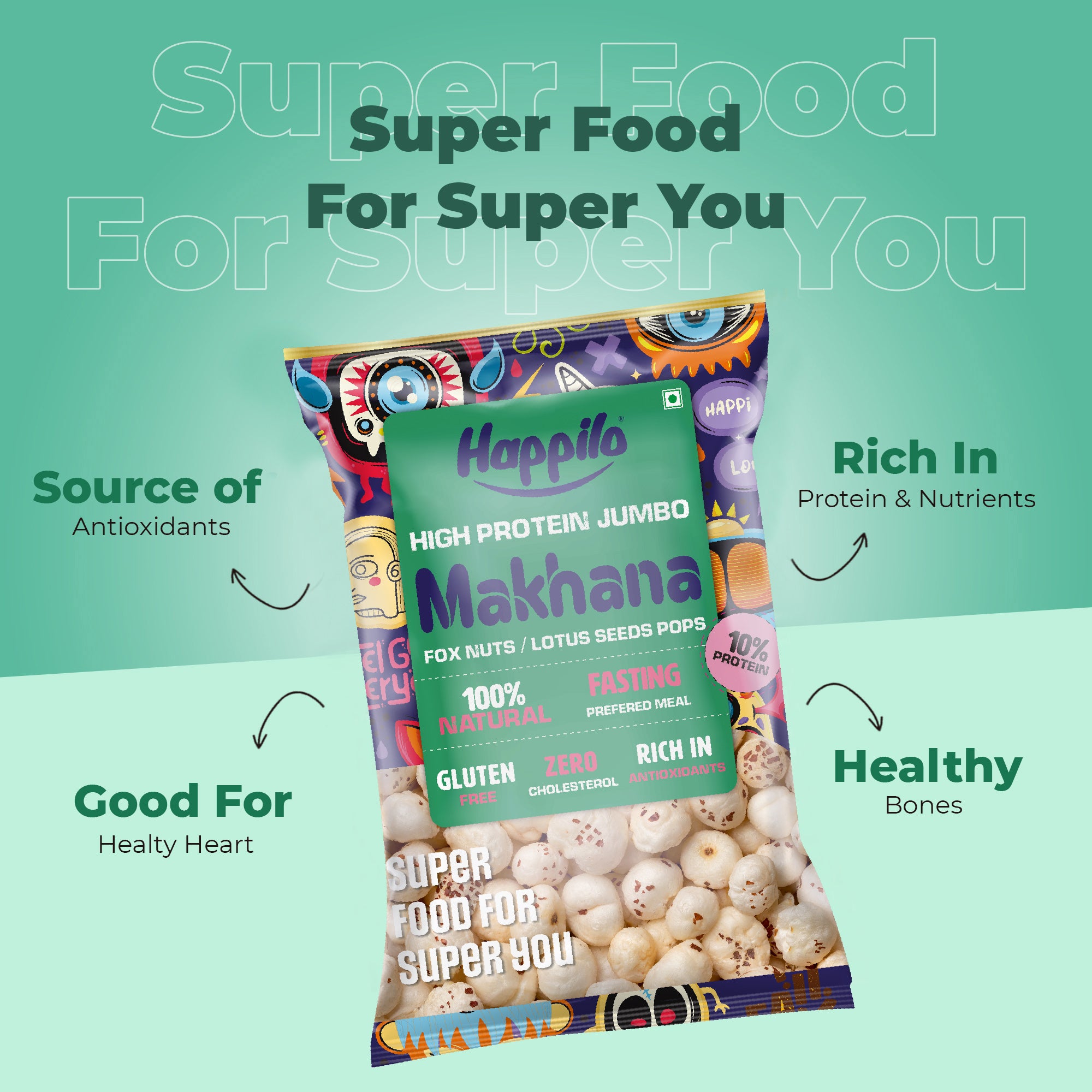 Happilo Premium Jumbo Fox Nuts (Phool Makhana) 200g (Pack of 2)