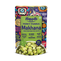 Happilo Premium Super Snack Makhana Perky Pudina 55g, Roasted Foxnut Healthy Snack Low Calorie Gluten Free and Vegan