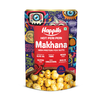 Happilo Premium Super Snack Makhana Peri Peri 55g, Roasted Foxnut Healthy Snack Low Calorie Gluten Free and Vegan