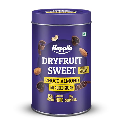 Happilo Choco Almonds Healthy Dry Fruit Sweet Bar Tin 150g, Healthy Snack, High in Protein Nuts, No Added Sugar, Vegan, Tasty as a Desert, No preservatives, For Energy, Fitness & Immunity