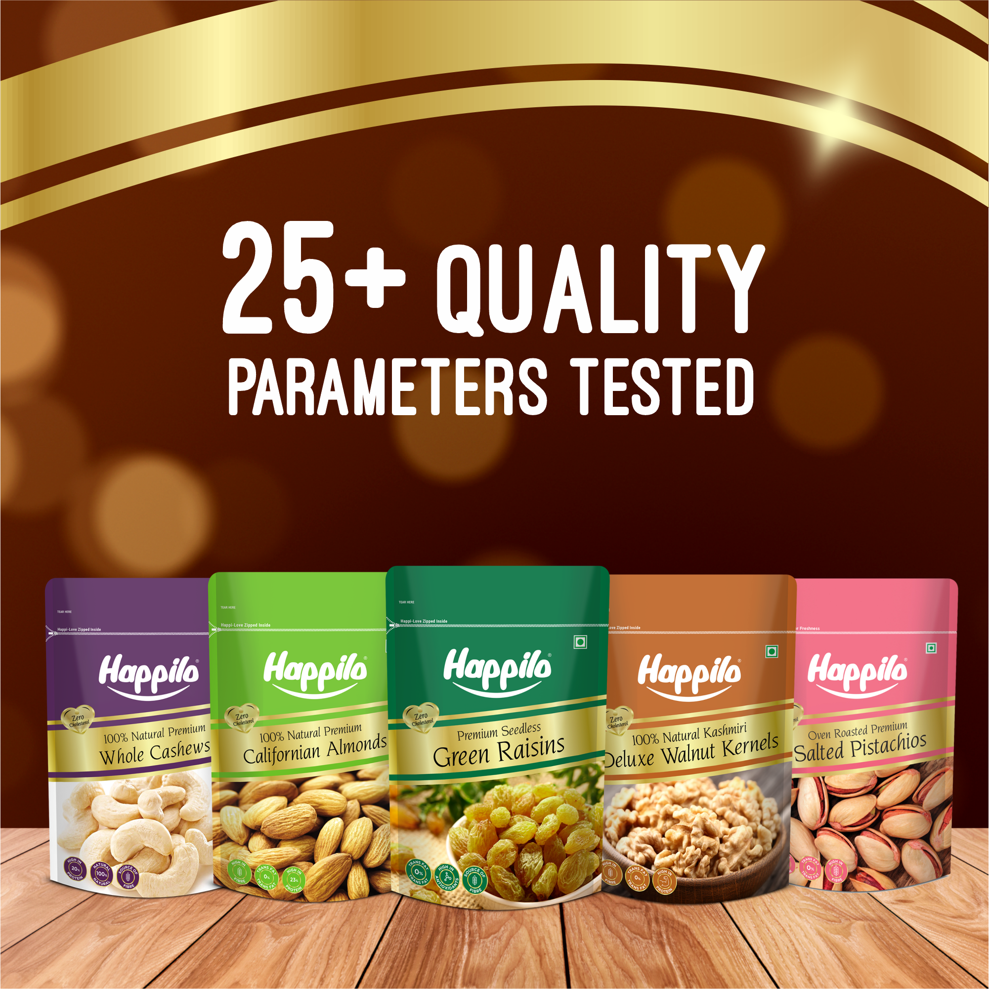 Premium Dry Fruits Combo 1050g (California Almonds 200g Whole Cashews 200g Green Raisins 250g Iranian Salted Pistachios 200g Deluxe Kashmiri Walnut Kernels 200g)