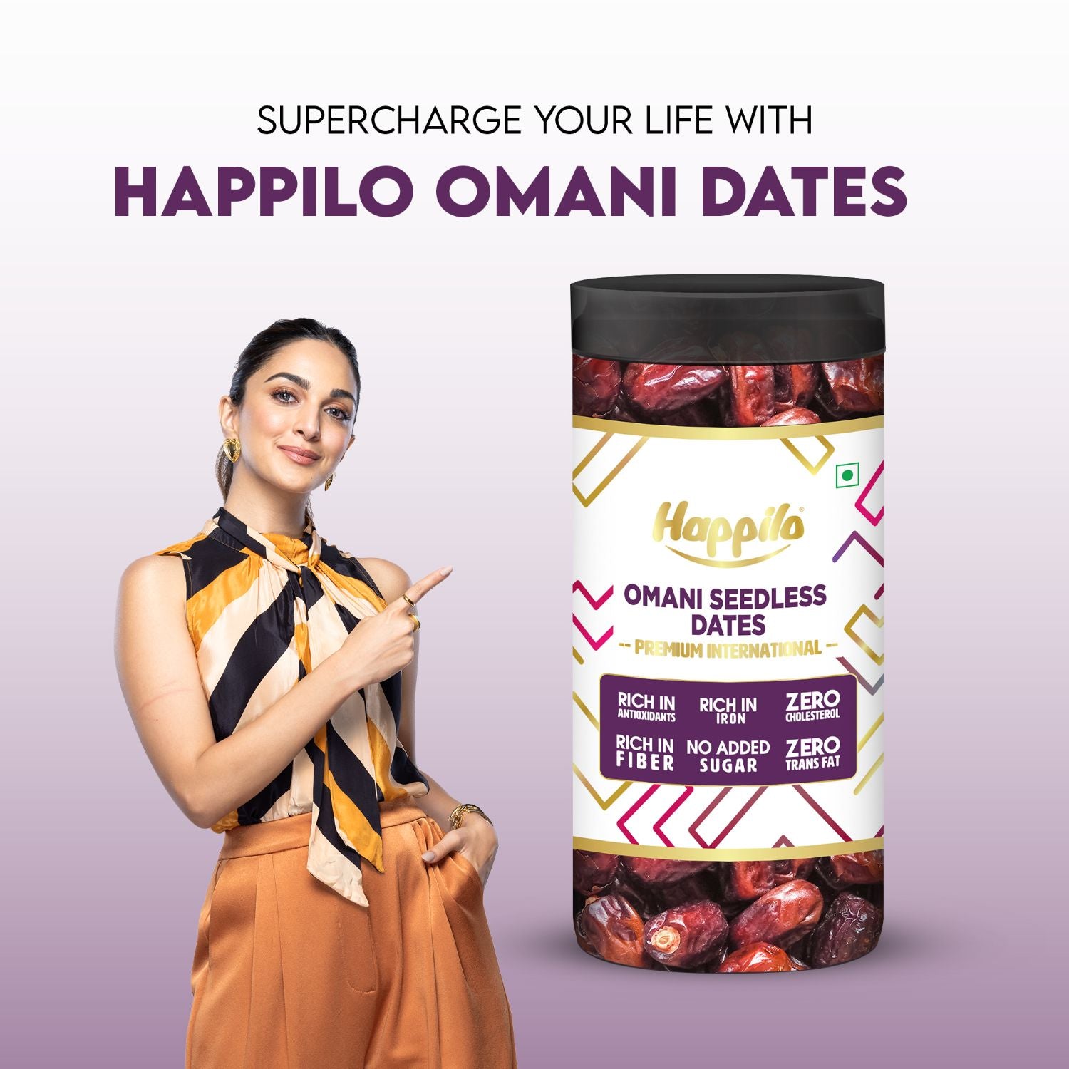 Happilo Premium Omani Seedless Dates Jar 500g (Pack of 2), Khajoor/Khajur, Healthy & Nutritious Snack, Rich in Vitamins & Minerals, Natural Sweetener