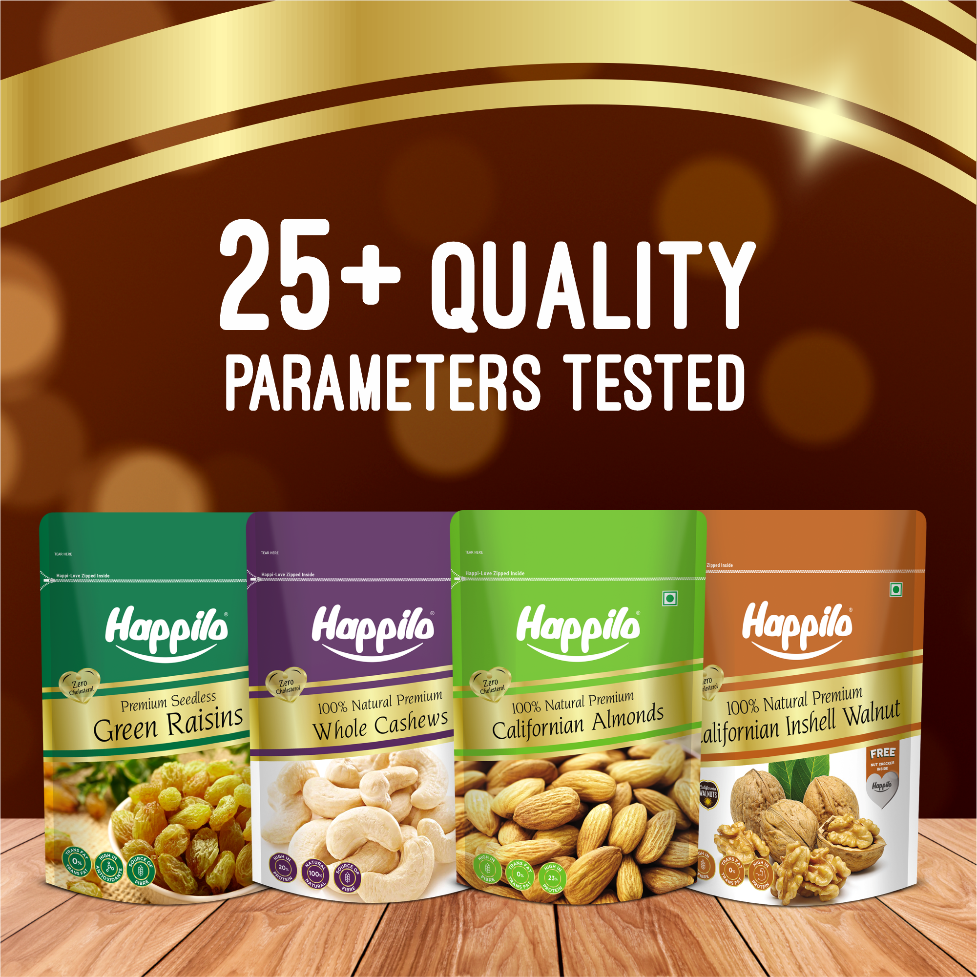 Premium Dry Fruits Combo (California Almonds 200g Whole Cashews 200g Raisins 250g & California Inshell Walnuts 200g)