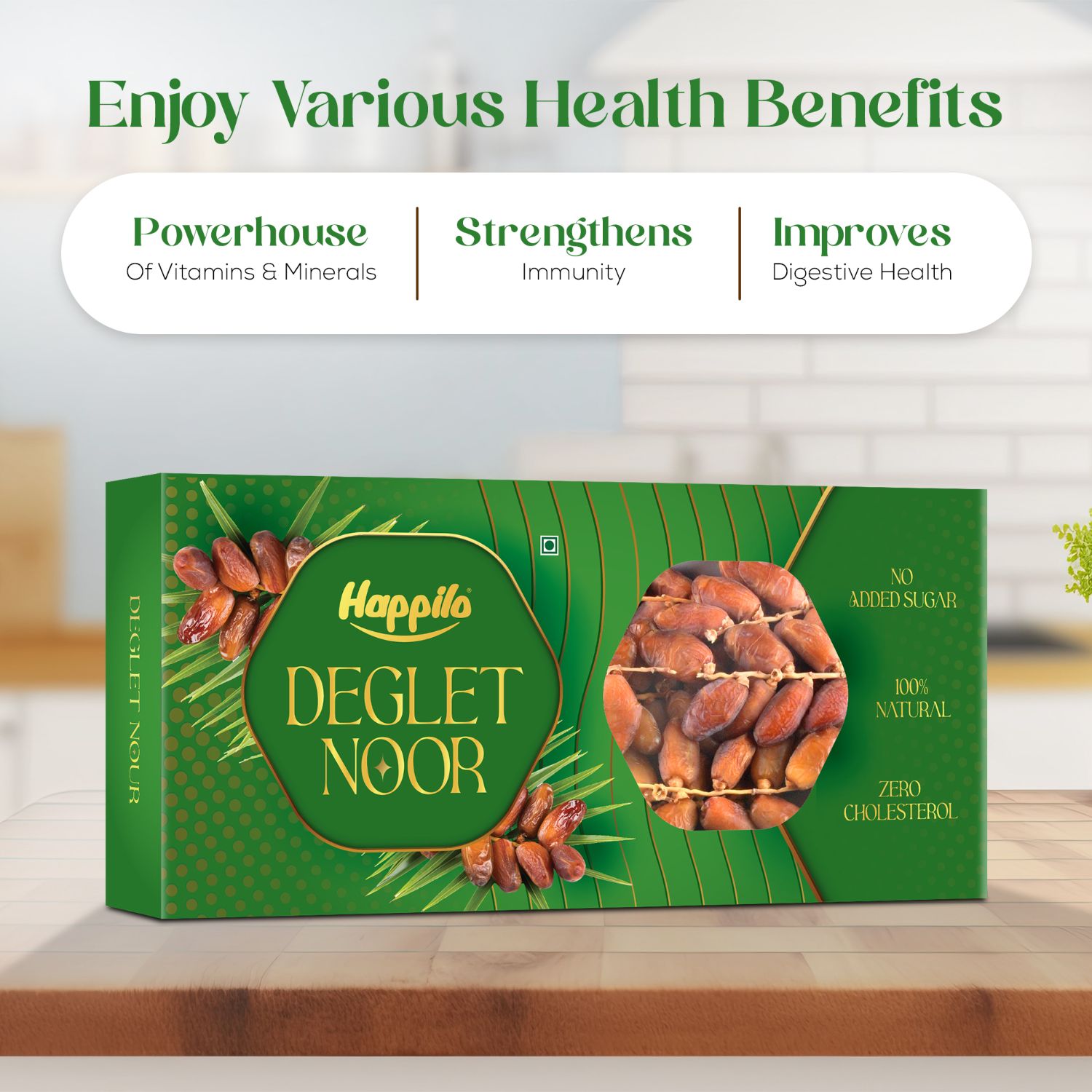 Happilo Premium Deglet Nour Dates, Rich in Natural Nutrients and Fibers, Perfect for Snacking, Healthy and Delicious, 500g (Pack of 2)