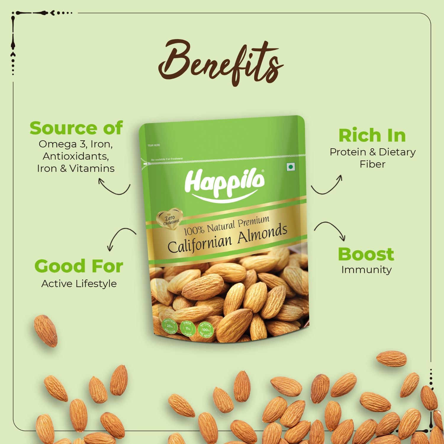 Happilo Premium Super Value Pack Combo 900g (Almond 450g & Cashew 450g)