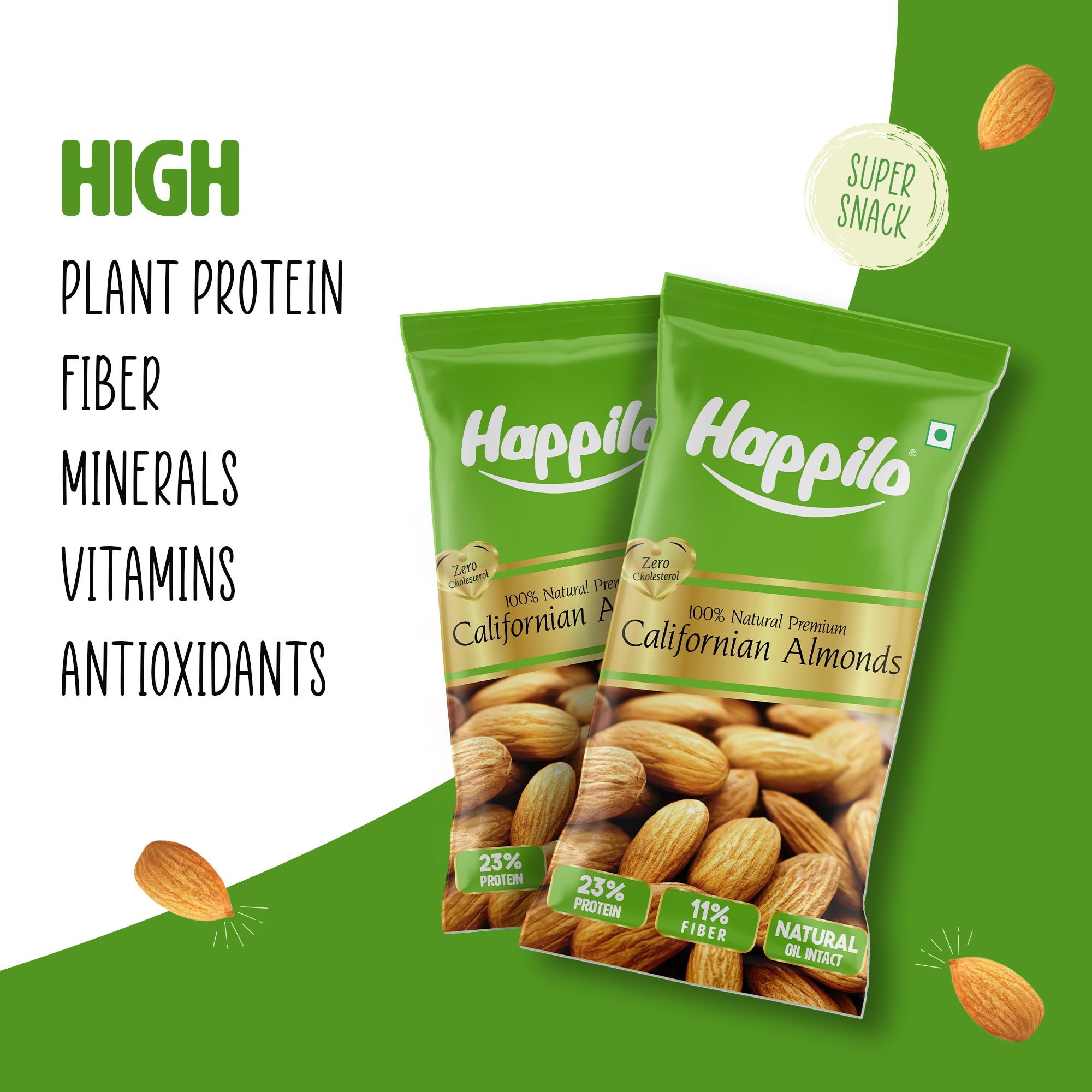 Happilo Smart Snack Natural Californian Almonds 15g