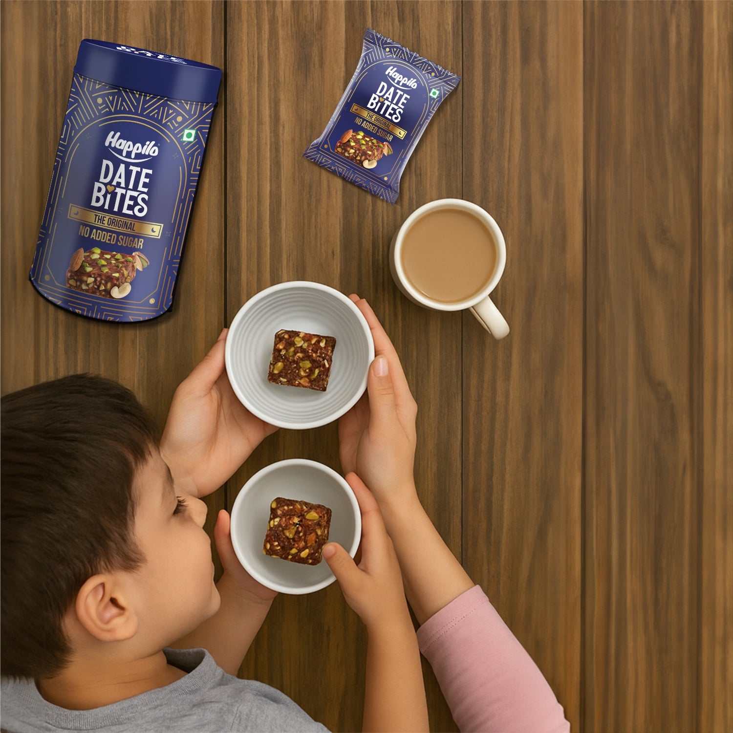Happilo Celebration Date Bites, Nut Bites, Healthy Snacks, Premium Dry Fruit like Dates, Cashews, California Almonds, Pistcahios, Honey, Ghee,
