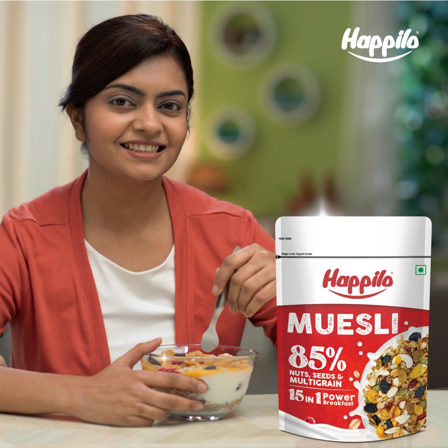 Happilo Dry Fruit Muesli 500g, 85% Nuts, Seeds and Multigrain, 15 in 1 Power Breakfast, High in Fiber, Omega 3, Protein