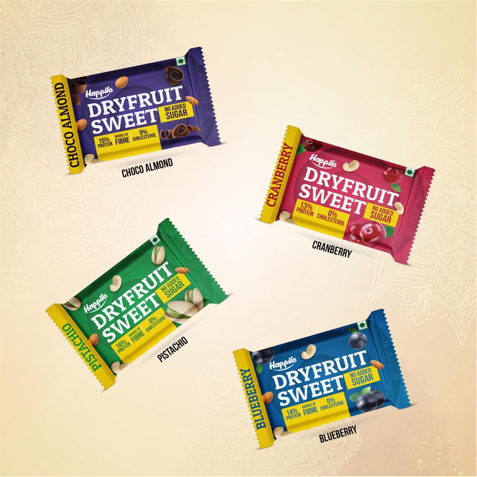 Happilo Dry Fruit Sweet Gift Pack 60g, Blueberries, Choco Almonds, Pistachios, Cranberry Cashews