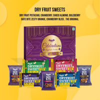Happilo Celebration Dry Fruit Sweet Gift Pack 120g, (Cranberry Cashews, Pistachios, Choco Almonds & Blueberries), Dates Bites (Orignal, Cranberry and Zesty Orange)
