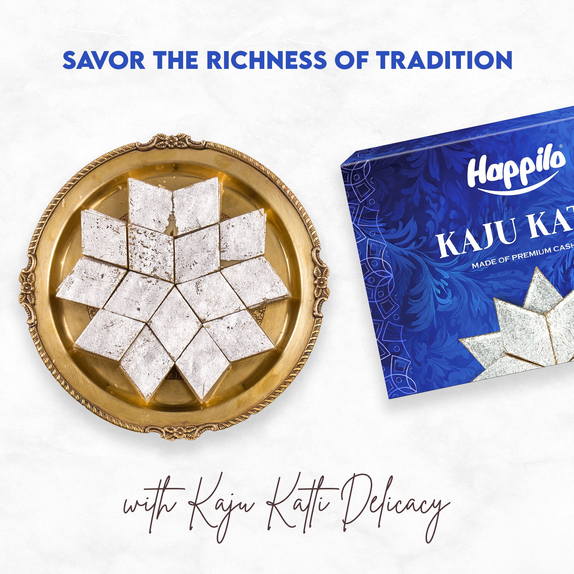 Happilo Premium Kaju Katli 200g, Traditional Indian Sweet, Premium Cashew Fudge, Festive Treat