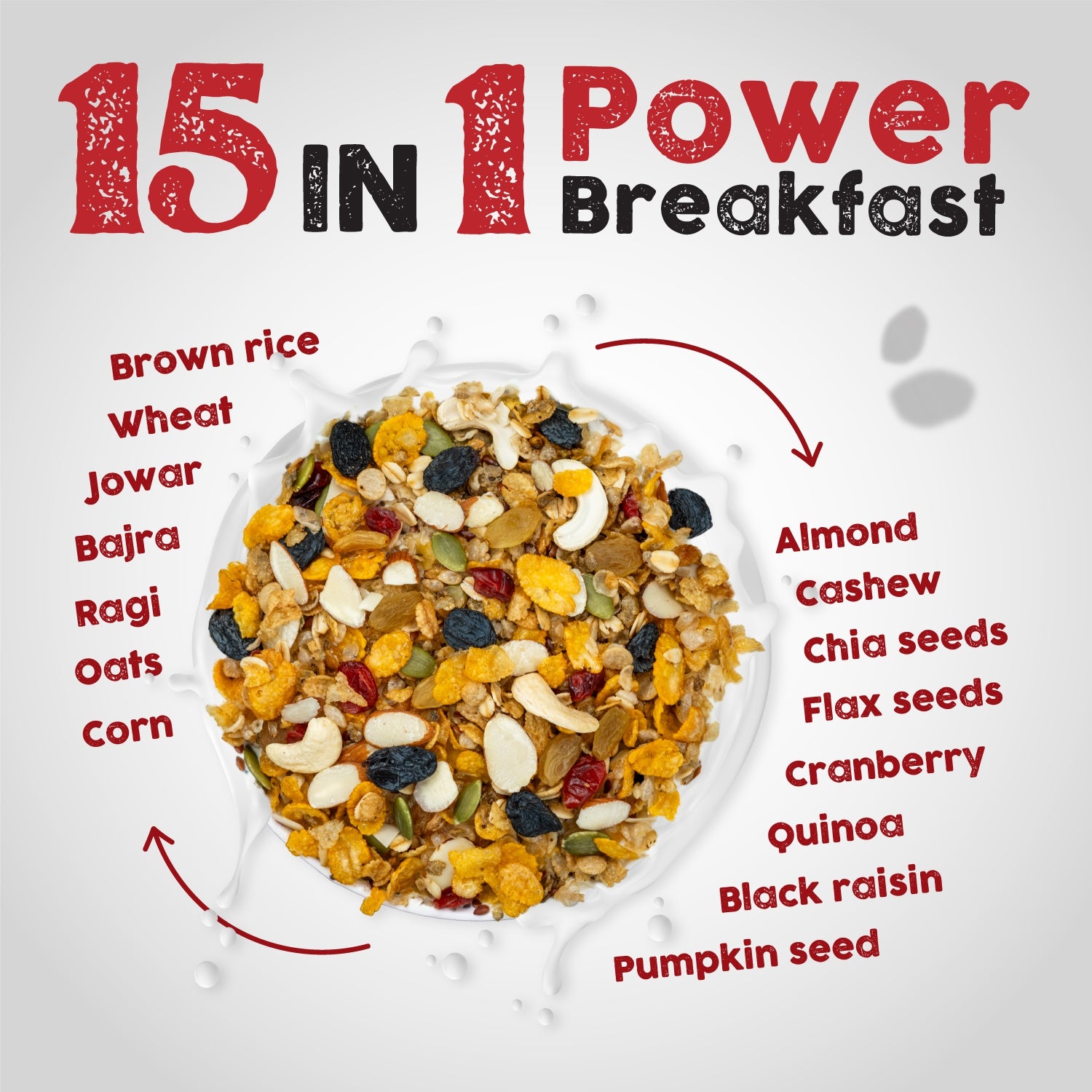 Happilo Dry Fruit Muesli 500g, 85% Nuts, Seeds and Multigrain, 15 in 1 Power Breakfast, High in Fiber, Omega 3, Protein